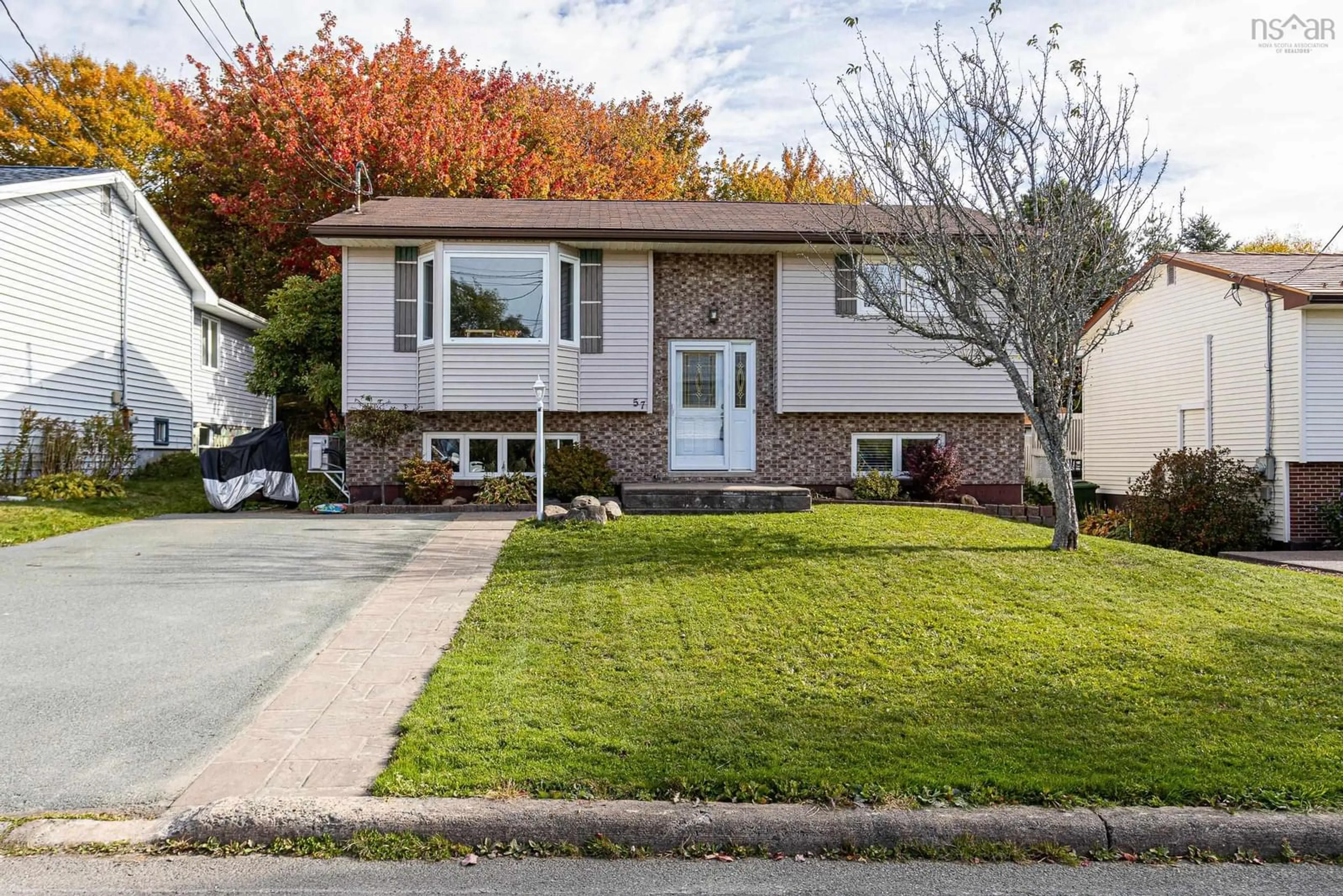 Home with vinyl exterior material, street for 57 La Pierre Cres, Dartmouth Nova Scotia B2W 5C6