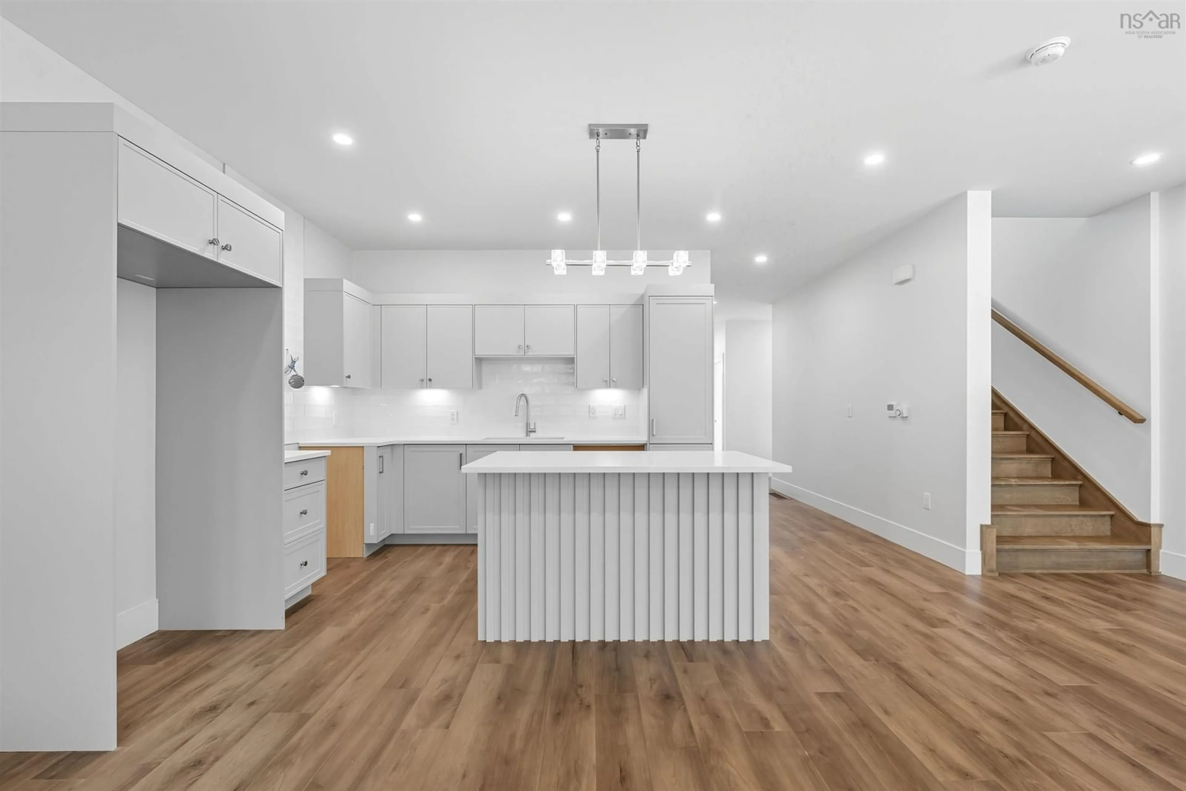 Open concept kitchen, wood/laminate floor for 17 Pearlgarden Close, Dartmouth Nova Scotia B2X 0C3