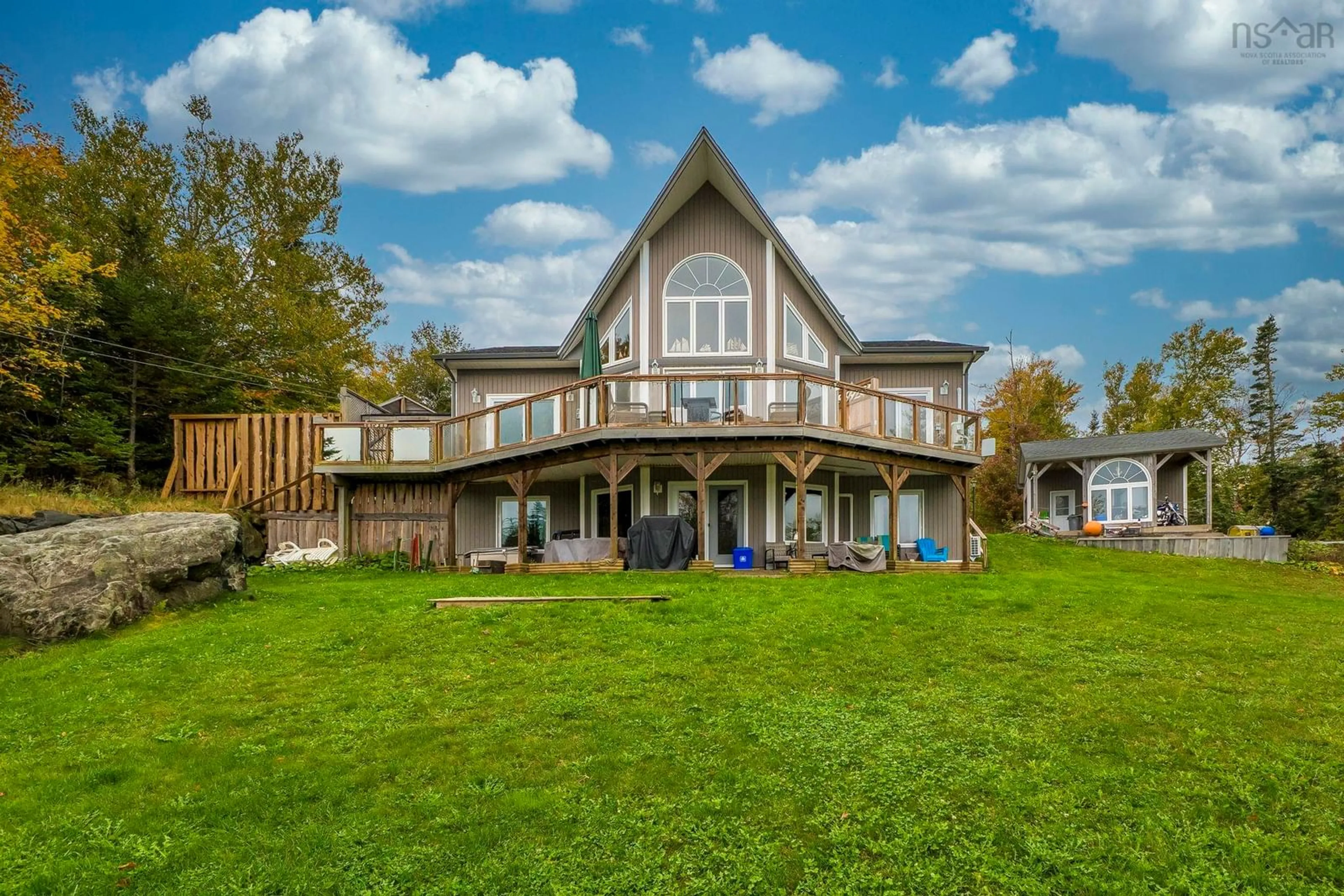 Patio, water/lake/river/ocean view for 636 Myers Point Rd, Myers Point Nova Scotia B0J 1N0