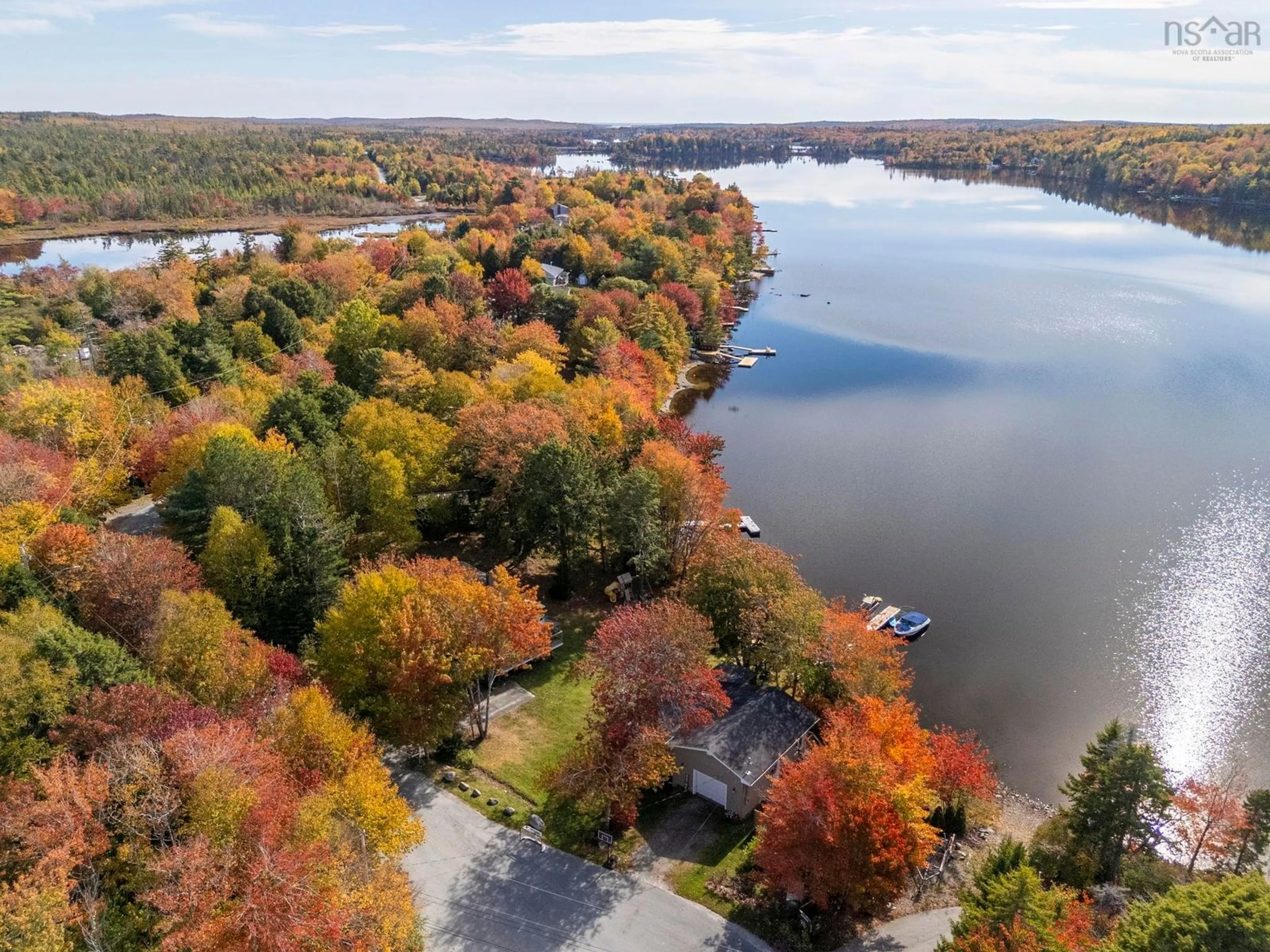 A pic from outside/outdoor area/front of a property/back of a property/a pic from drone, water/lake/river/ocean view for 514 Ponderosa Dr, Lake Echo Nova Scotia B3E 1E3