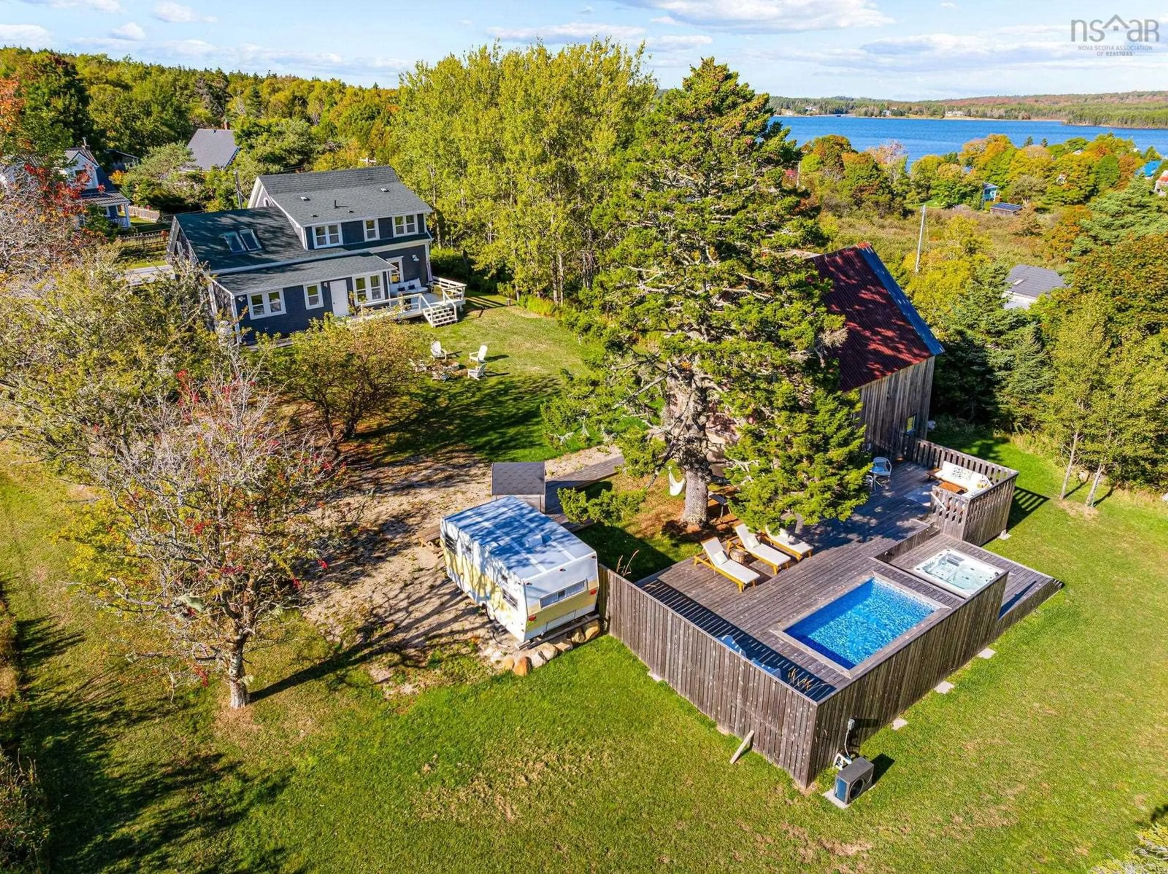 A pic from outside/outdoor area/front of a property/back of a property/a pic from drone, water/lake/river/ocean view for 3579 331 Hwy, Lahave Nova Scotia B0R 1C0