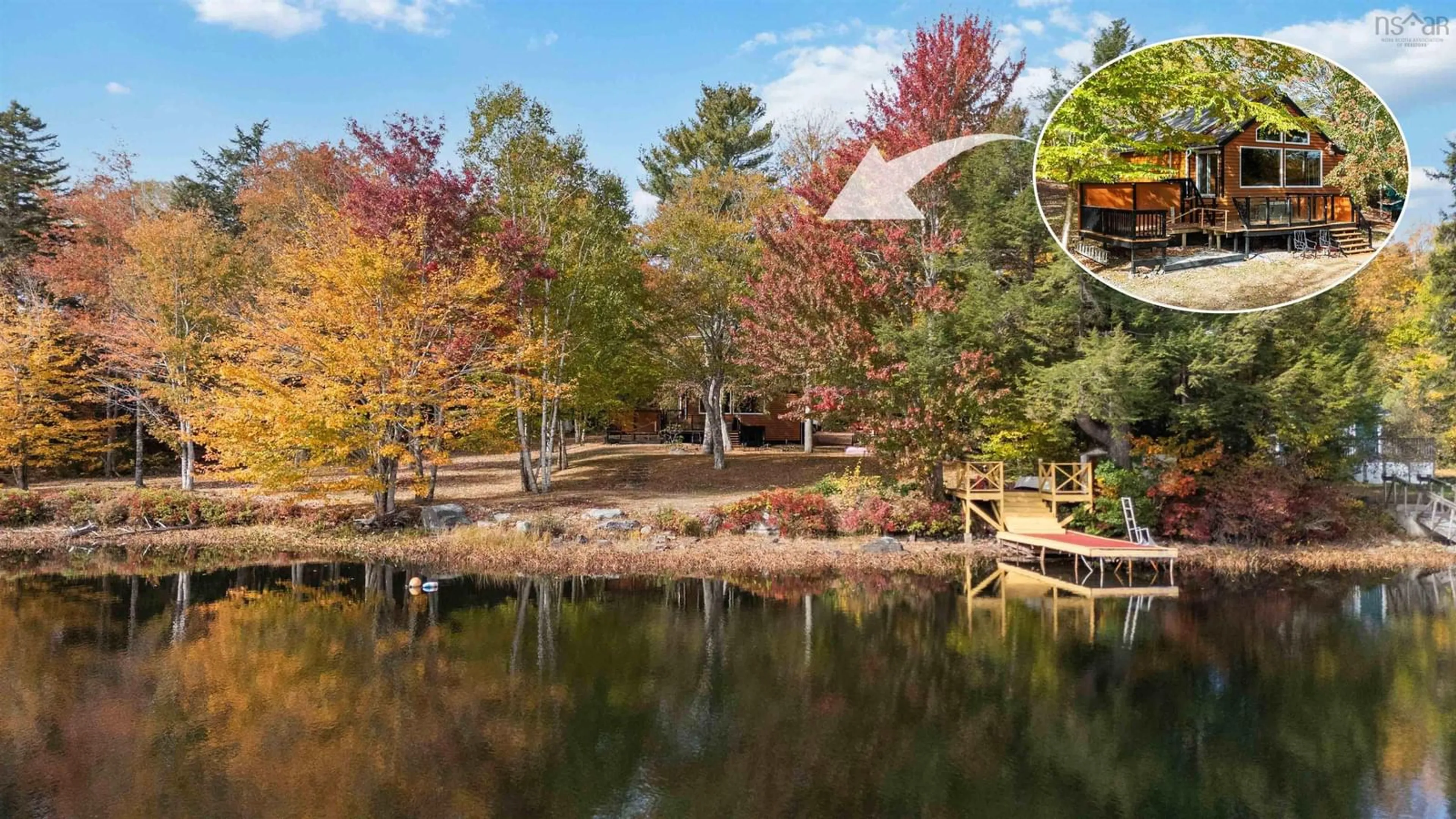 Patio, water/lake/river/ocean view for 69 Blue Jay Rd, Molega Lake Nova Scotia B4V 8S9