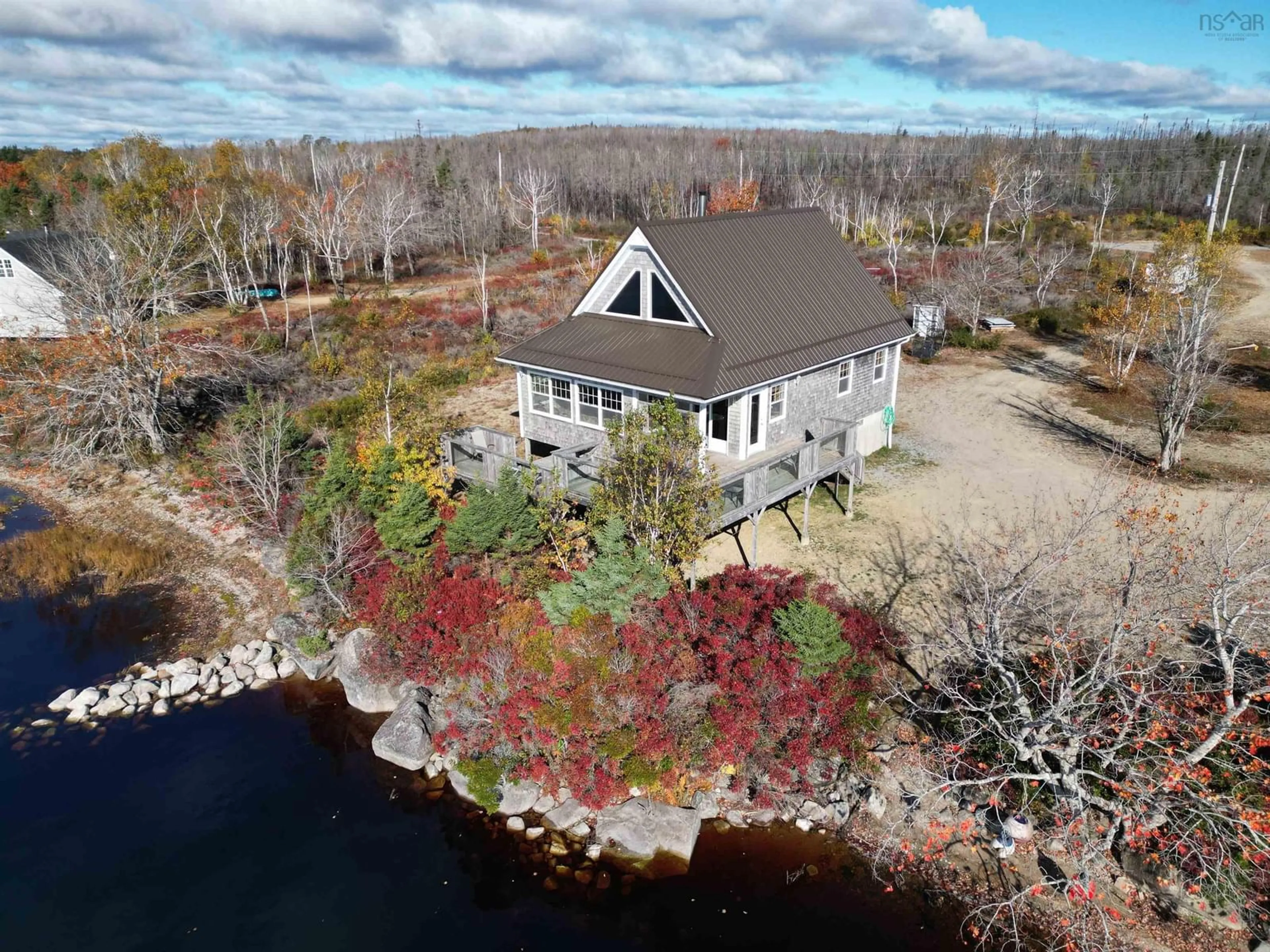 A pic from outside/outdoor area/front of a property/back of a property/a pic from drone, water/lake/river/ocean view for 337 Goose Lake, Goose Lake Nova Scotia B0W 1G0