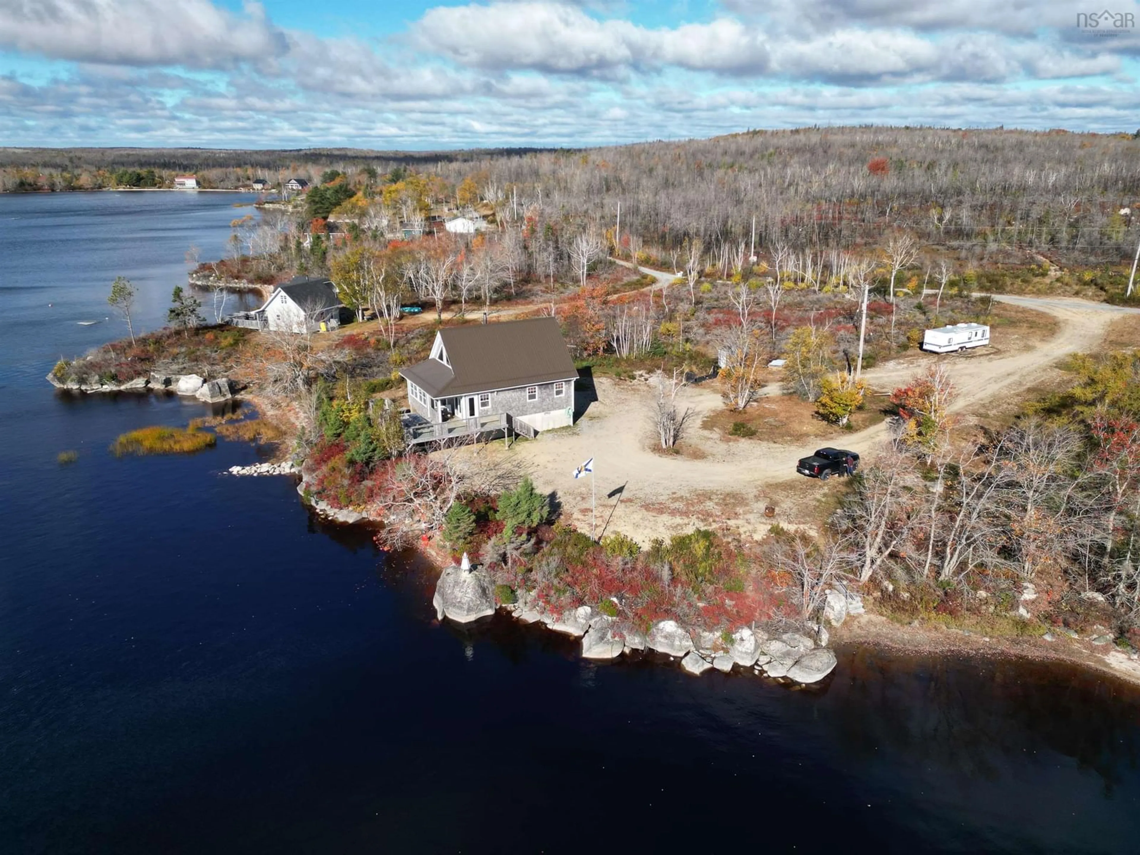 A pic from outside/outdoor area/front of a property/back of a property/a pic from drone, water/lake/river/ocean view for 337 Goose Lake, Goose Lake Nova Scotia B0W 1G0