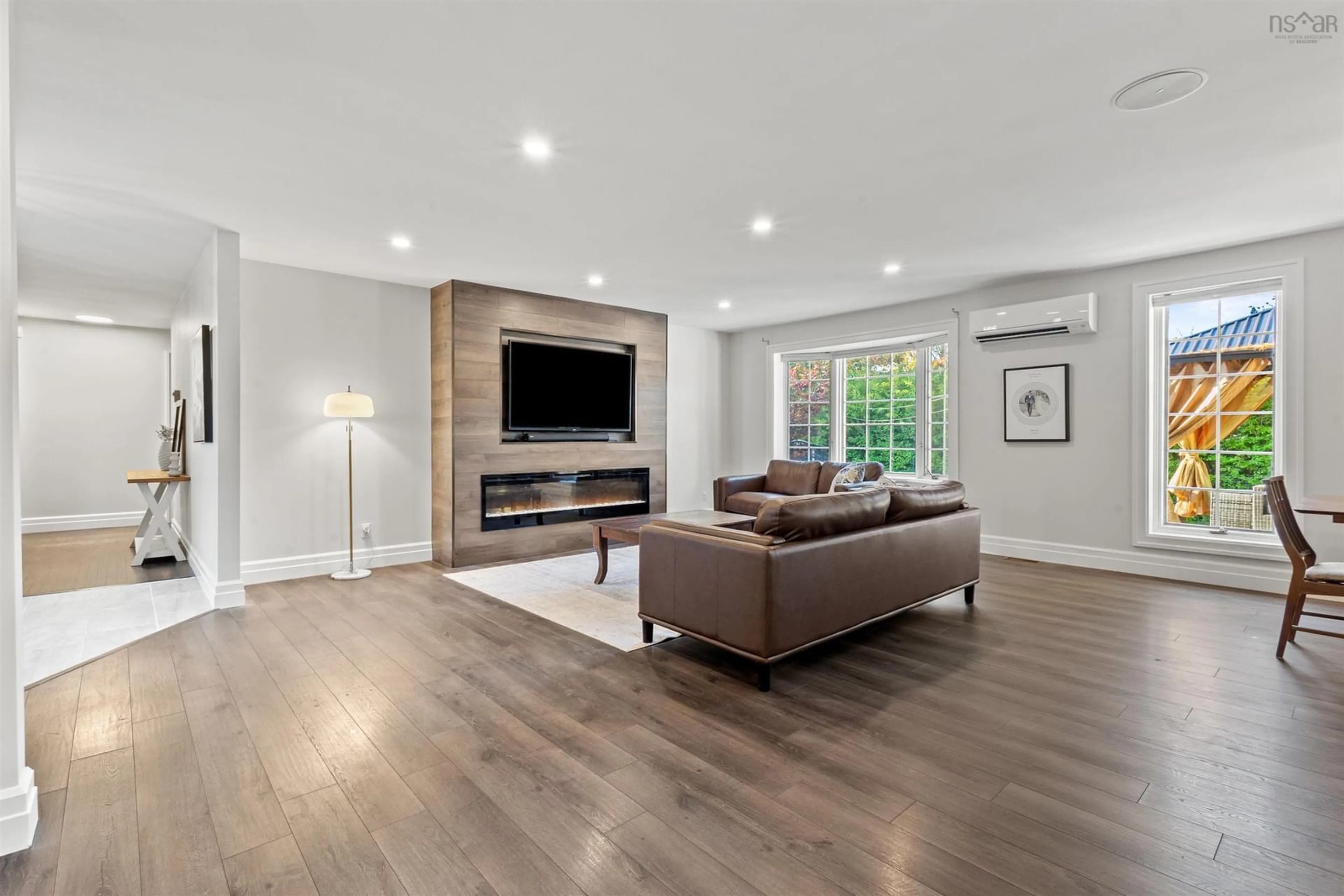 Living room with furniture, wood/laminate floor for 34 Sunset Dr, Bridgewater Nova Scotia B4V 3R5