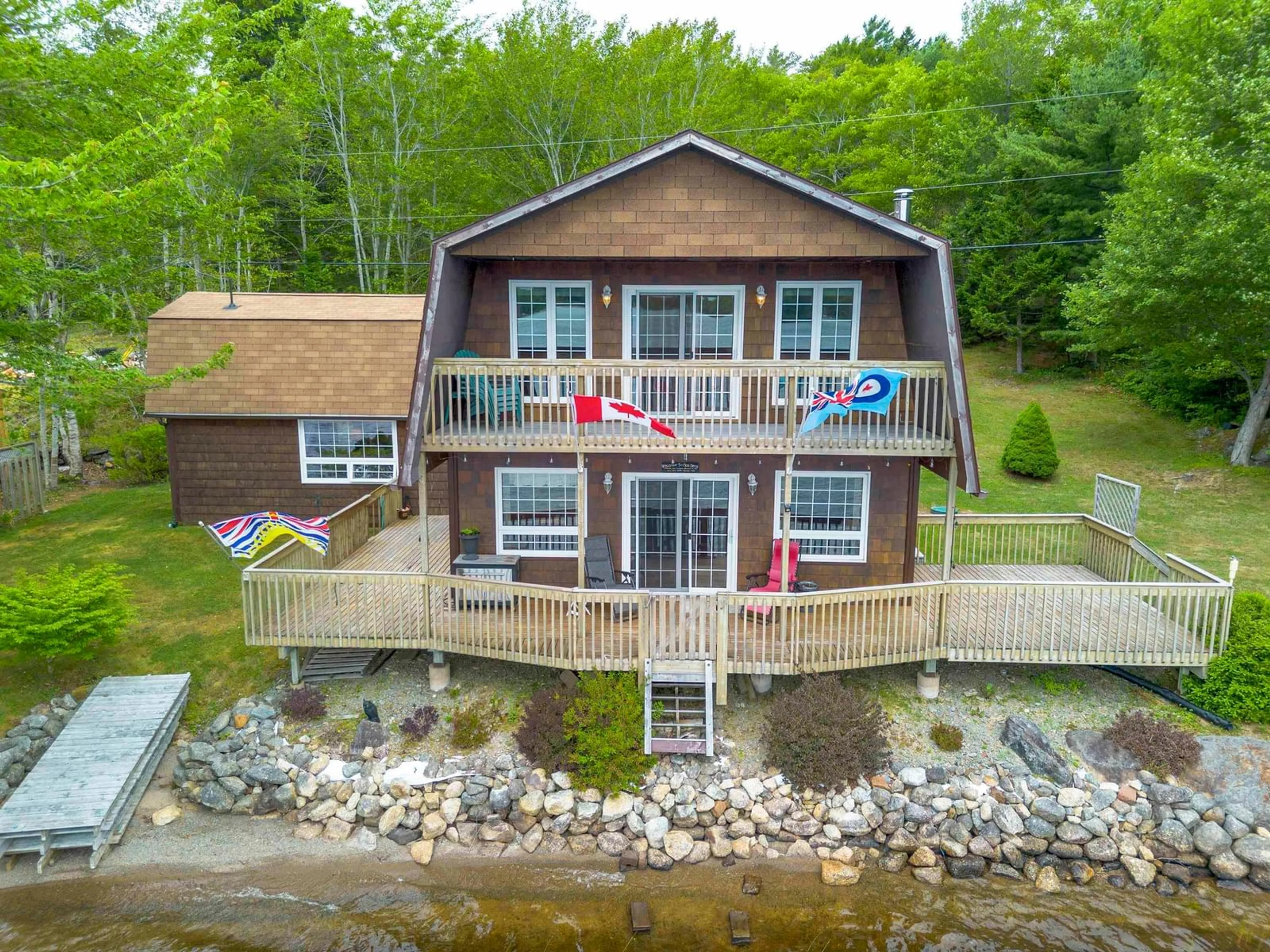 A pic from outside/outdoor area/front of a property/back of a property/a pic from drone, water/lake/river/ocean view for 153 Haines Rd, North Range Nova Scotia B0W 1H0