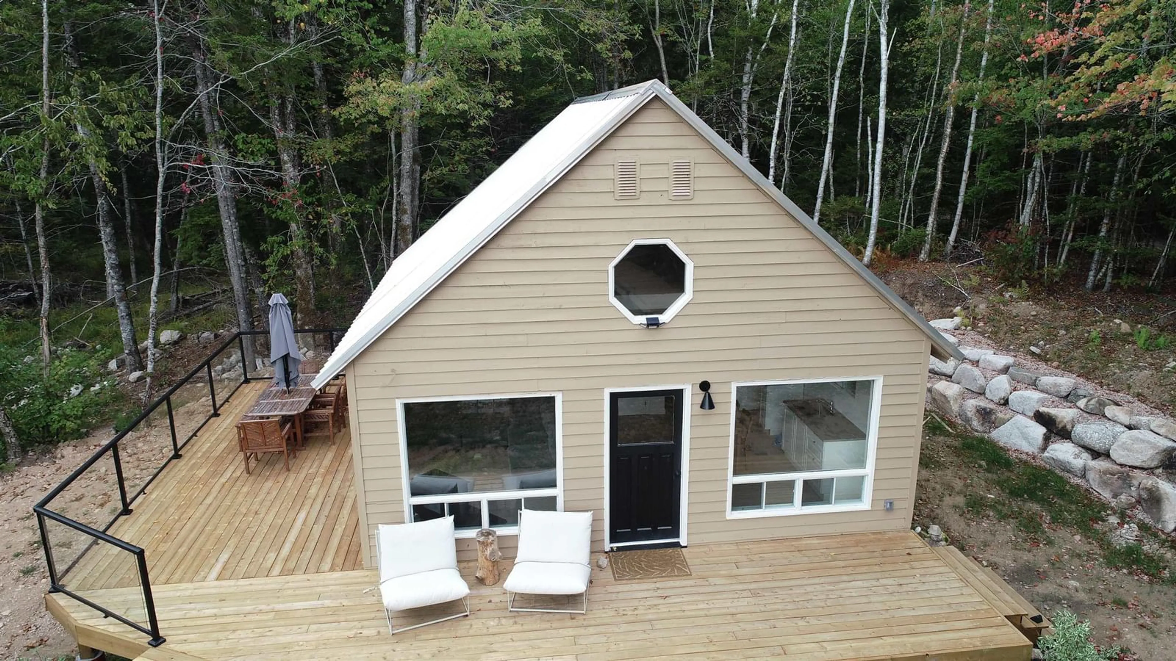 A pic from outside/outdoor area/front of a property/back of a property/a pic from drone, water/lake/river/ocean view for 215 Otter Lake Lane, East Dalhousie Nova Scotia B0R 1H0