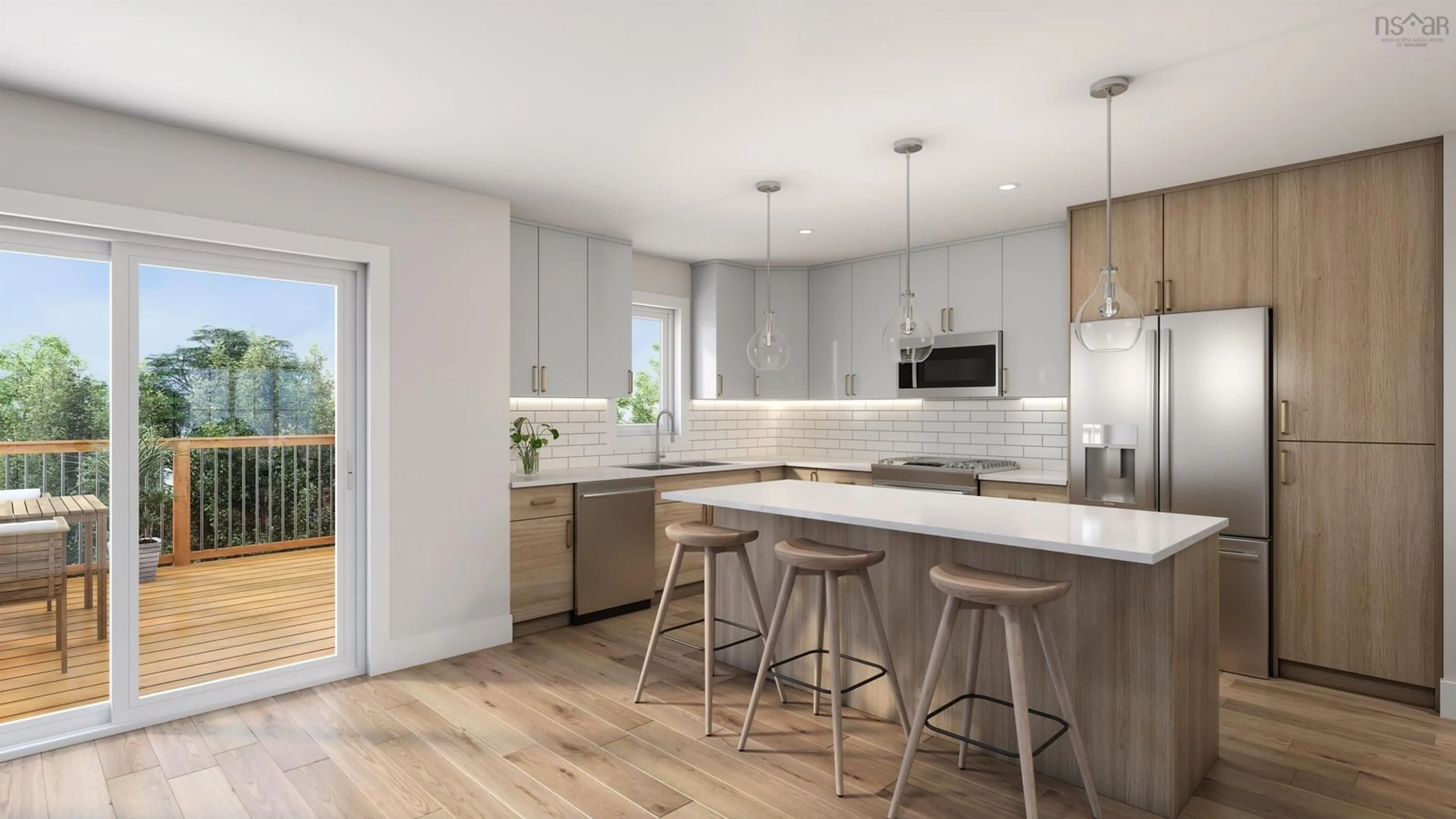 Open concept kitchen, wood/laminate floor for 22 Simona Dr, Dartmouth Nova Scotia B2X 2E1