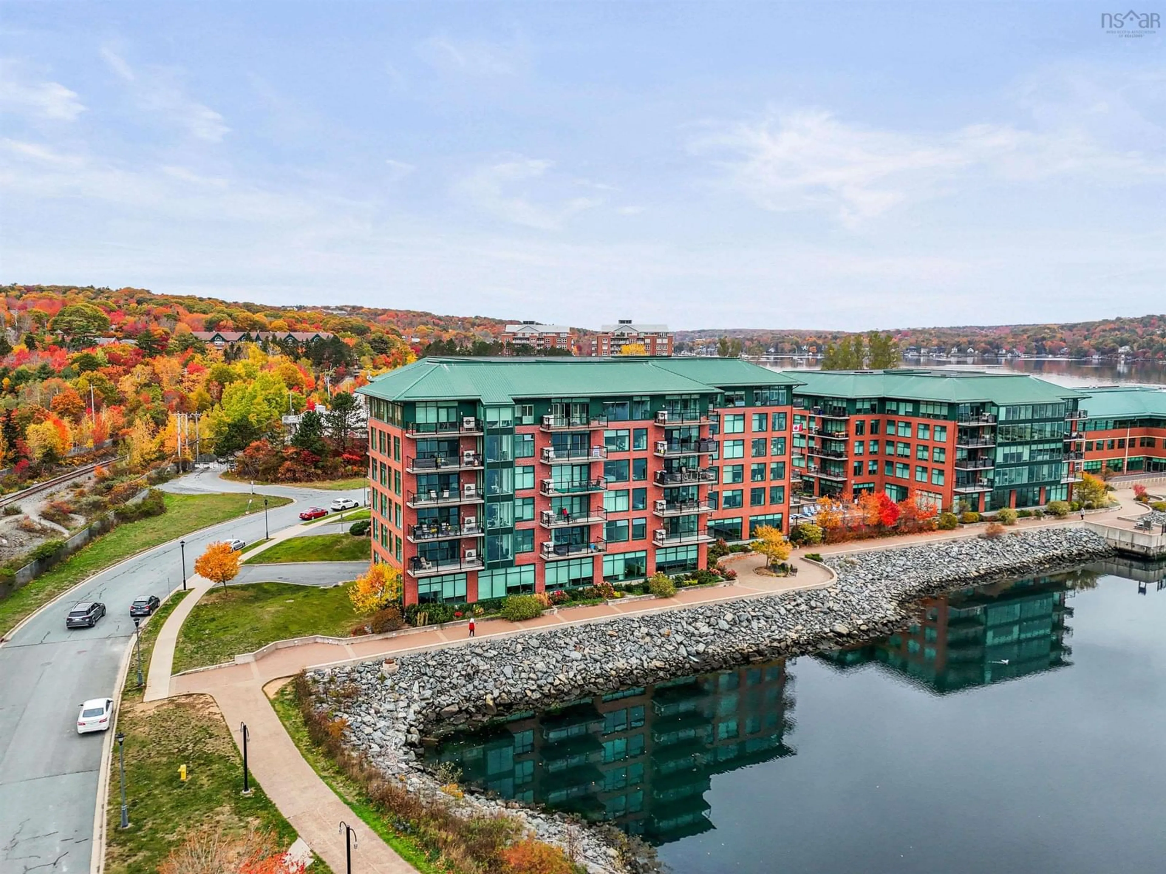 A pic from outside/outdoor area/front of a property/back of a property/a pic from drone, water/lake/river/ocean view for 220 Waterfront Dr #409, Bedford Nova Scotia B4A 0H3