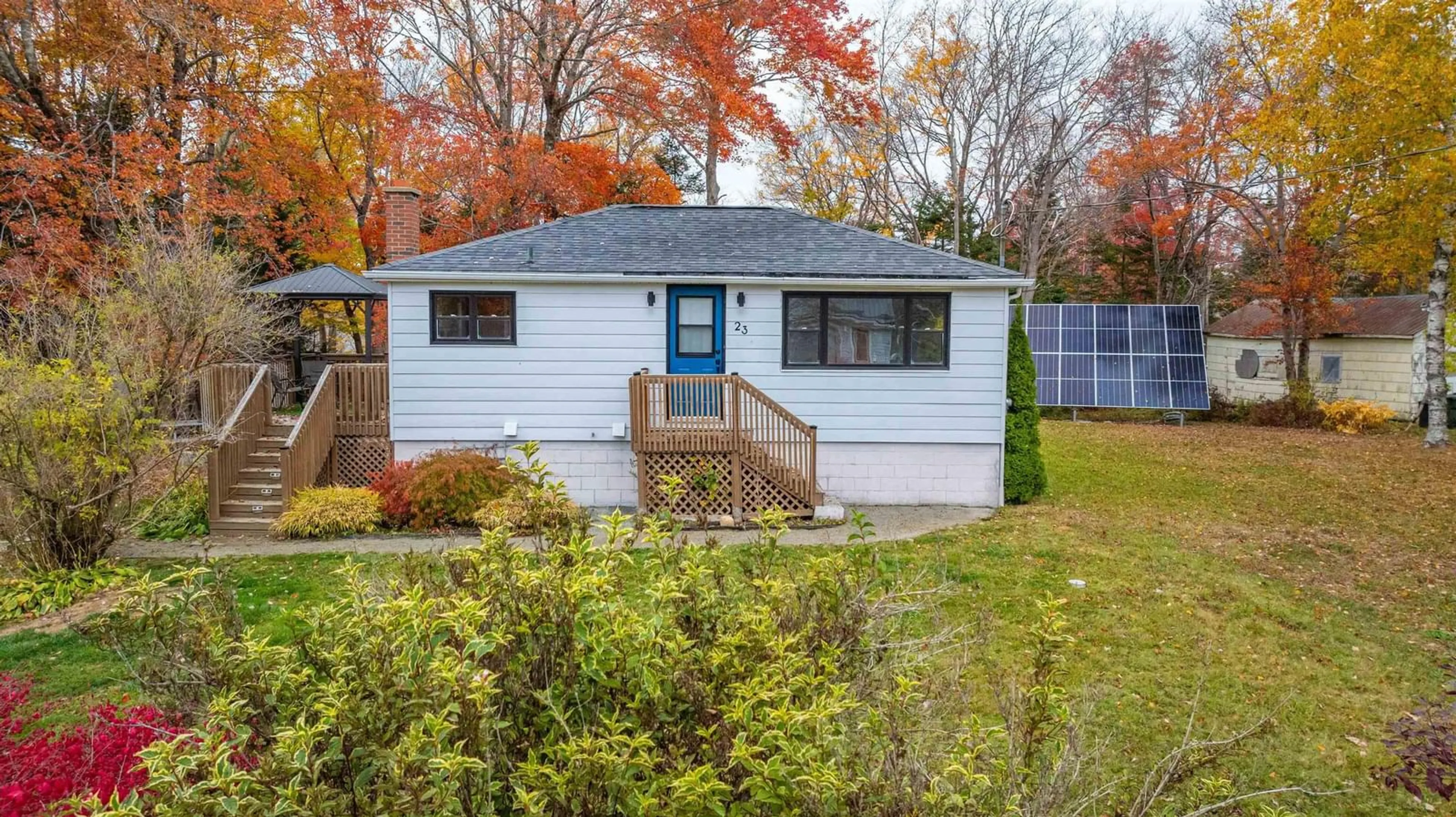 Home with vinyl exterior material, street for 23 Mill Rd, Mount Uniacke Nova Scotia B0N 1Z0