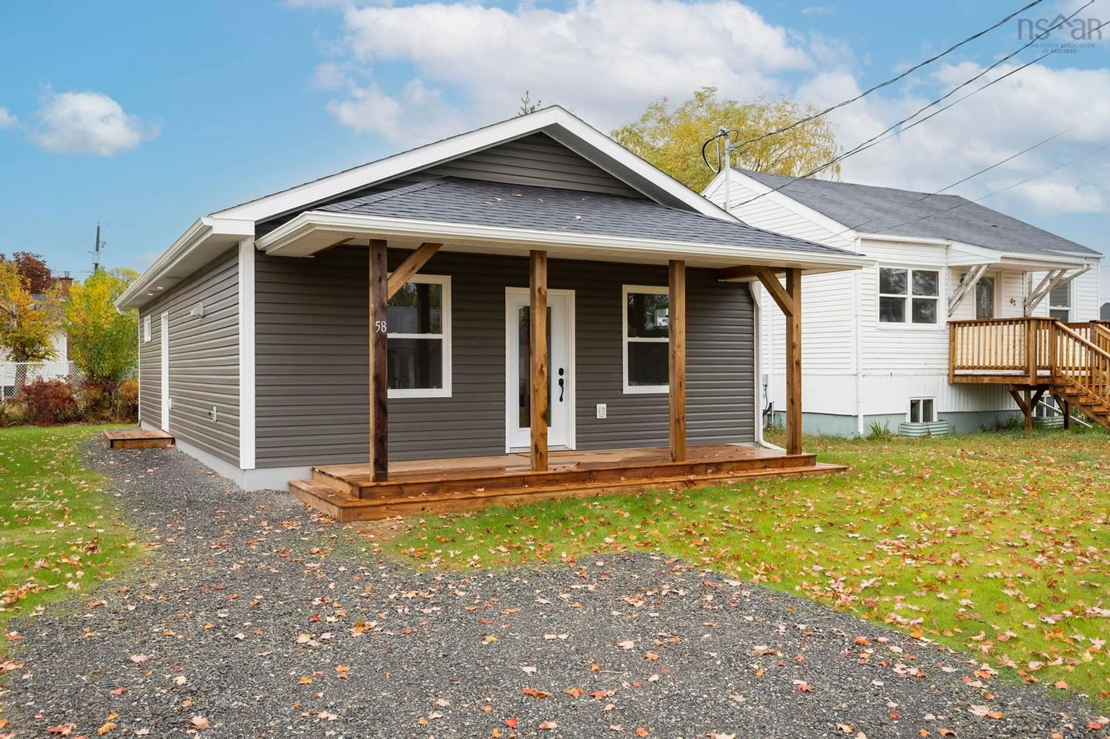 Home with vinyl exterior material, street for 58 Oak St, Pictou Nova Scotia B0K 1H0