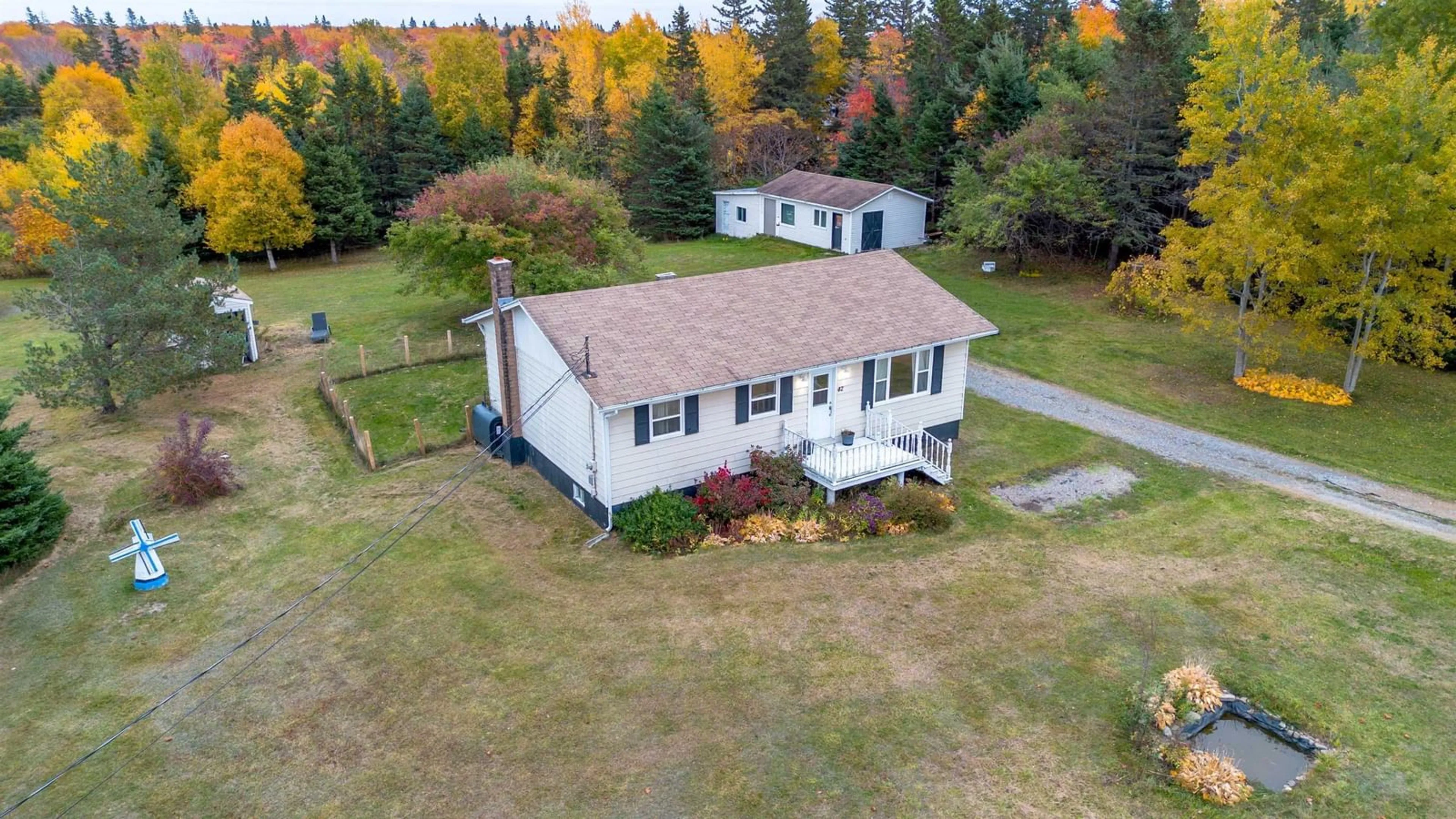 A pic from outside/outdoor area/front of a property/back of a property/a pic from drone, building for 42 King Grove Rd, Millville Nova Scotia B1Y 2B9