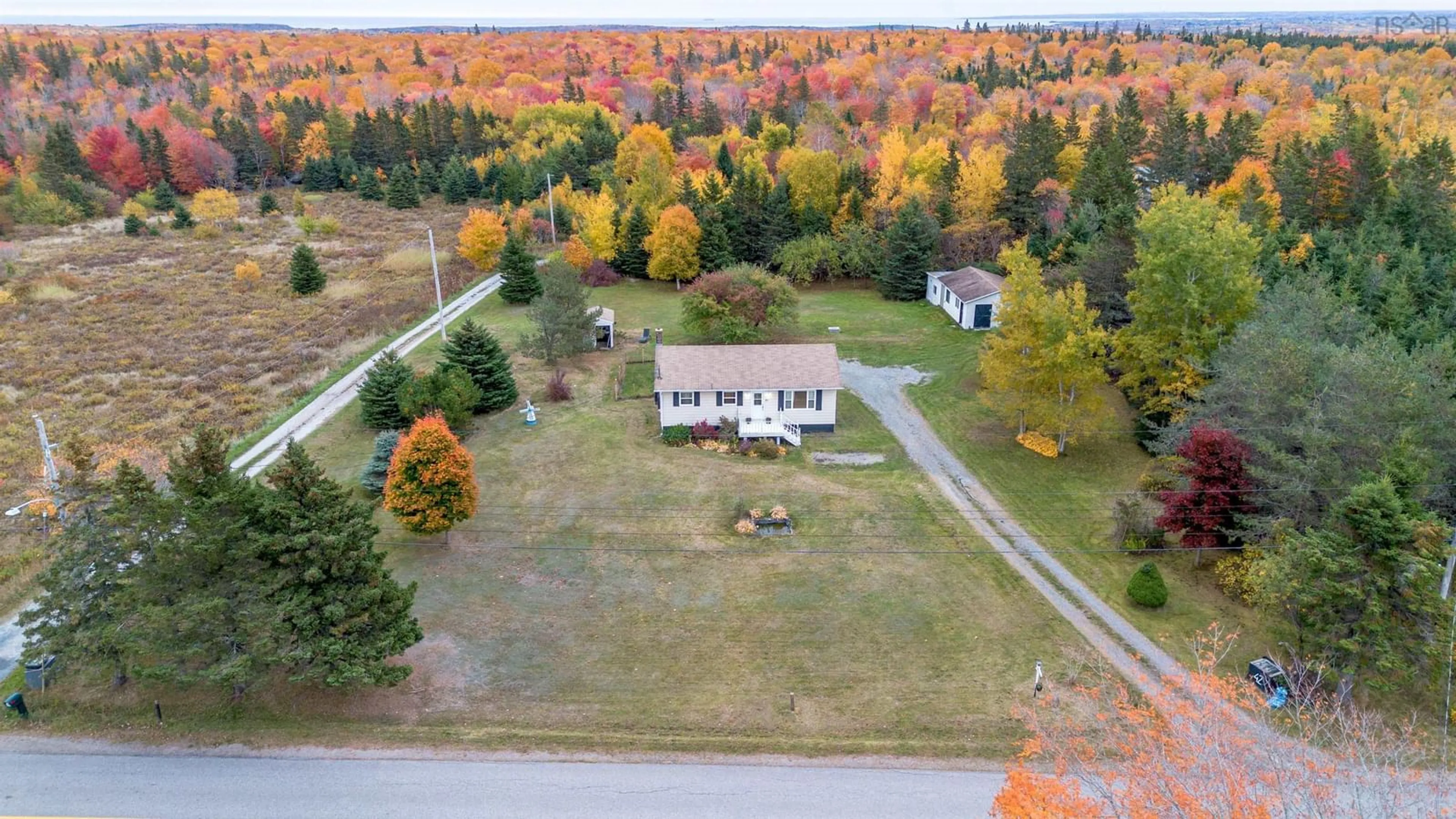 A pic from outside/outdoor area/front of a property/back of a property/a pic from drone, unknown for 42 King Grove Rd, Millville Nova Scotia B1Y 2B9