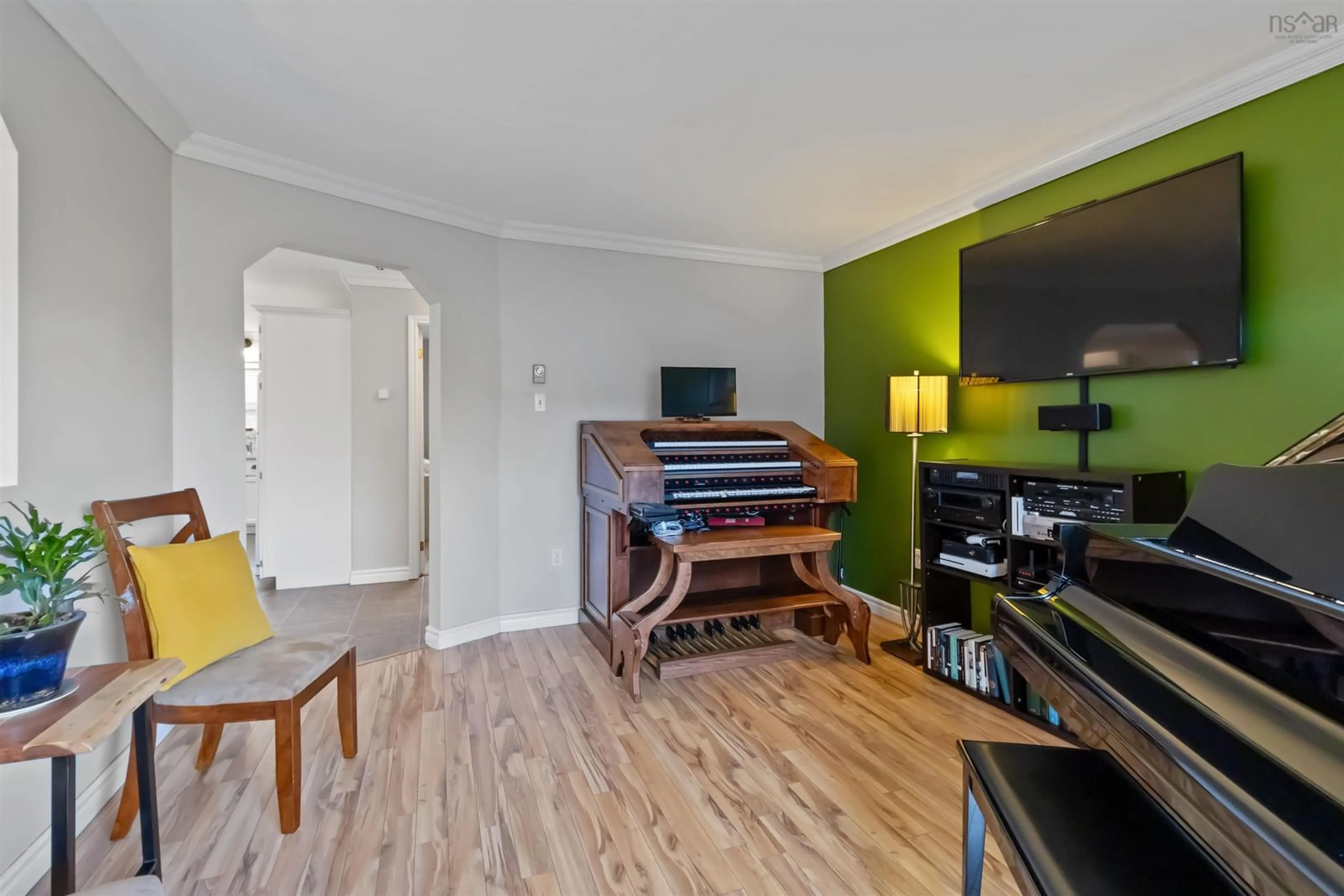 Living room with furniture, wood/laminate floor for 7 Laurelcrest Dr, Eastern Passage Nova Scotia B3G 1N3