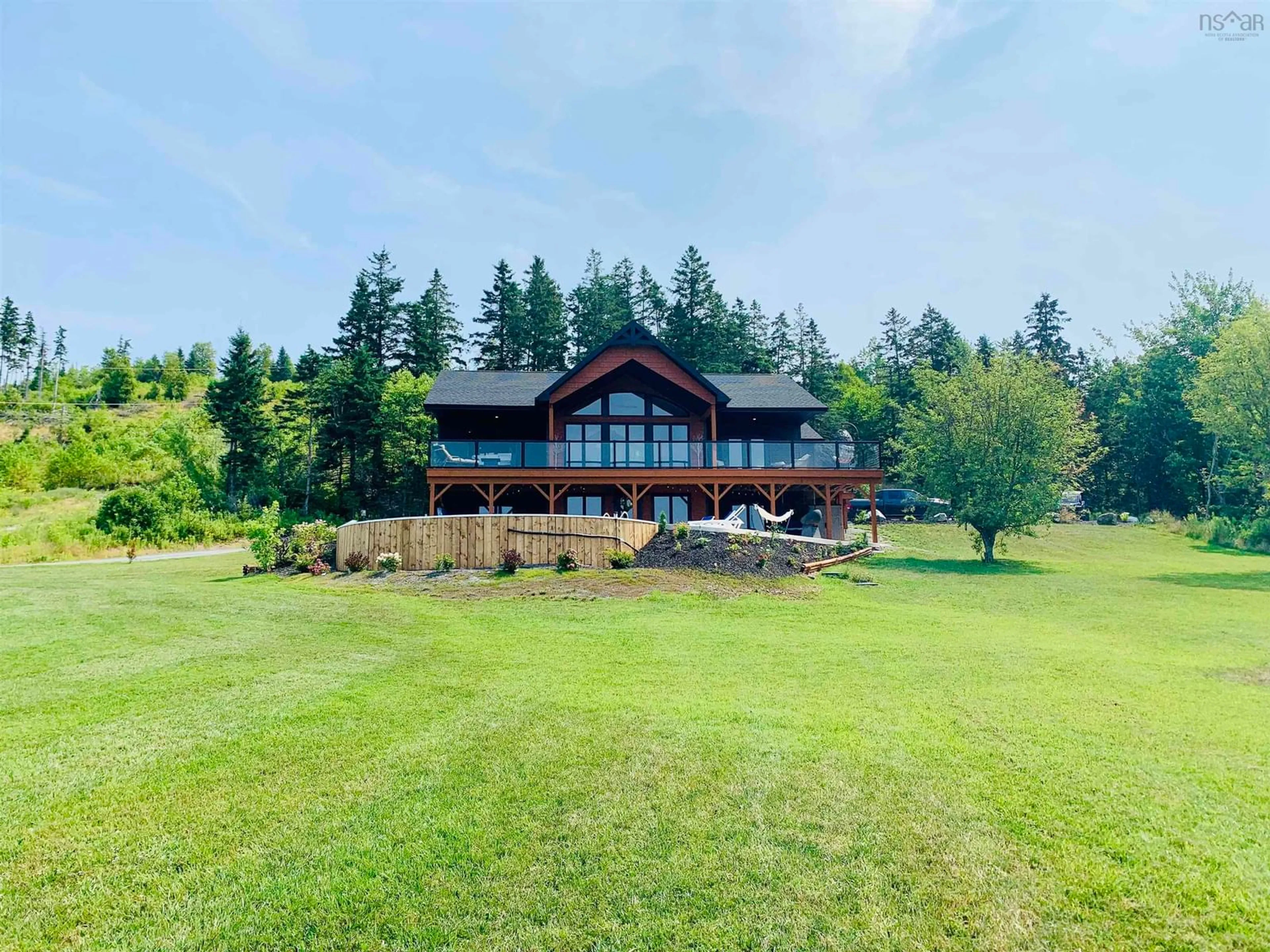 A pic from outside/outdoor area/front of a property/back of a property/a pic from drone, water/lake/river/ocean view for 20 Birds Eye View Lane, North Grant Nova Scotia B2G 2L1