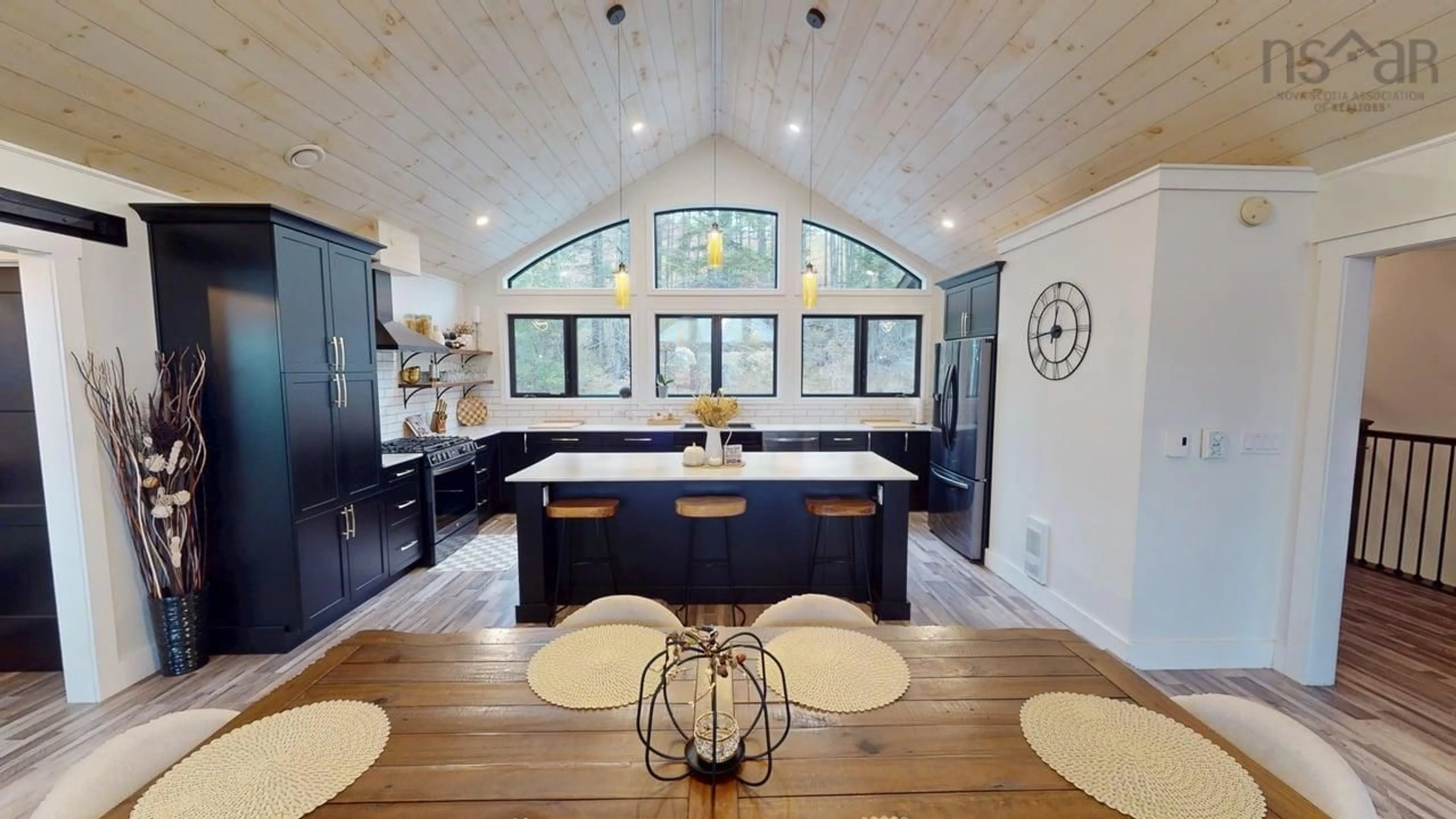 Open concept kitchen, wood/laminate floor for 20 Birds Eye View Lane, North Grant Nova Scotia B2G 2L1