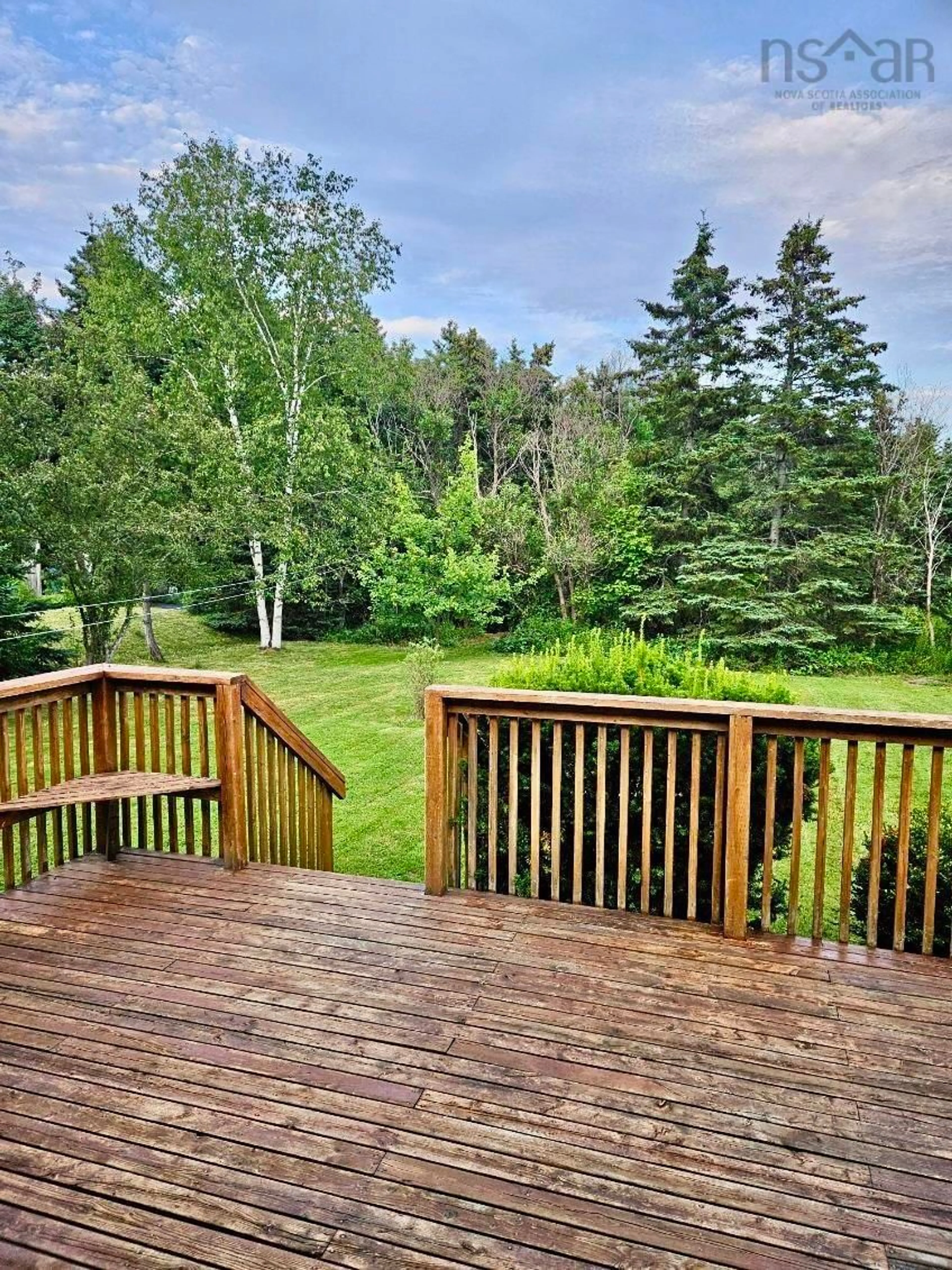 Patio, forest/trees view for 104 Macdonald St, Port Hawkesbury Nova Scotia B9A 3E1