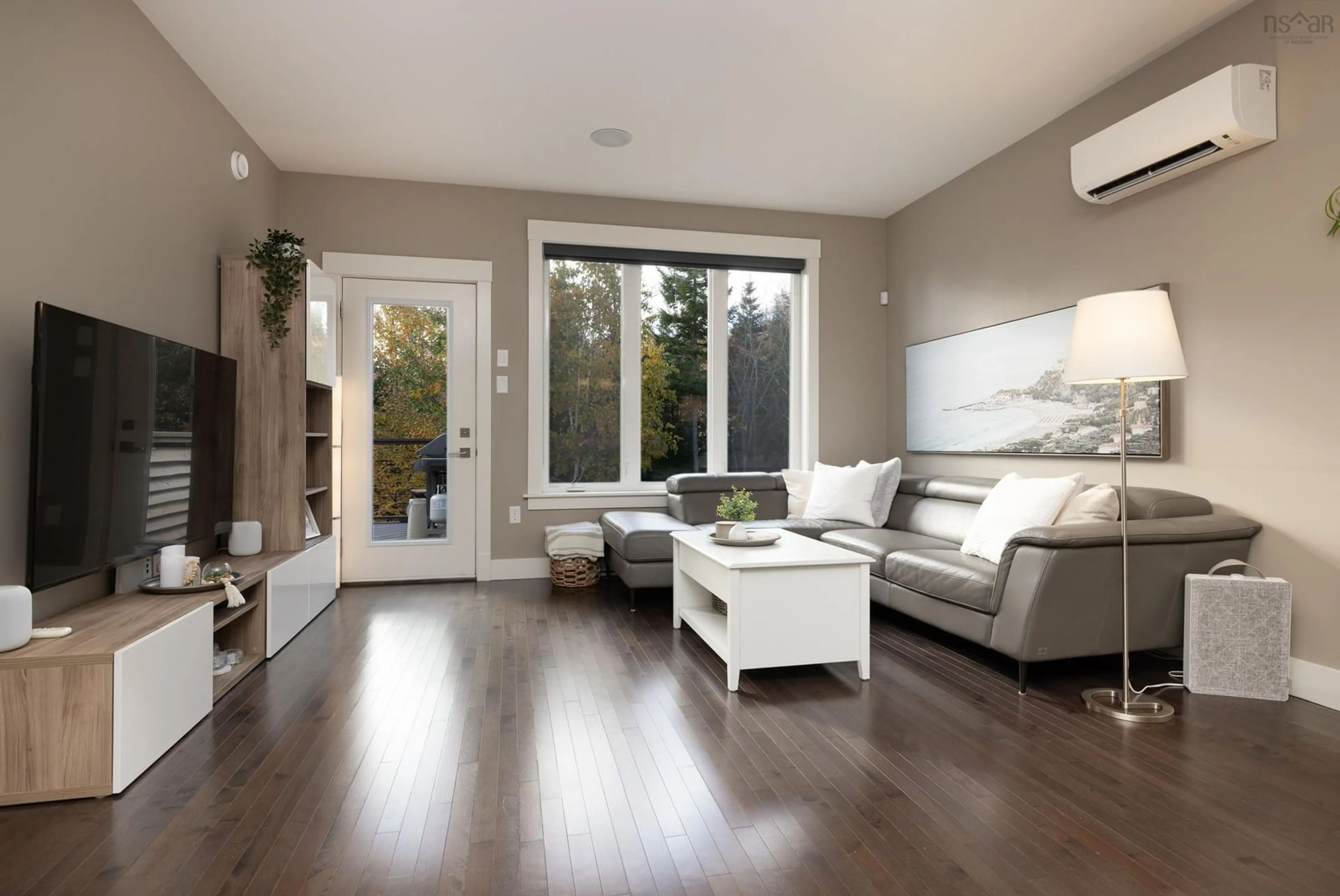 Living room with furniture, wood/laminate floor for 34 Krause Crt, Dartmouth Nova Scotia B2W 0K9
