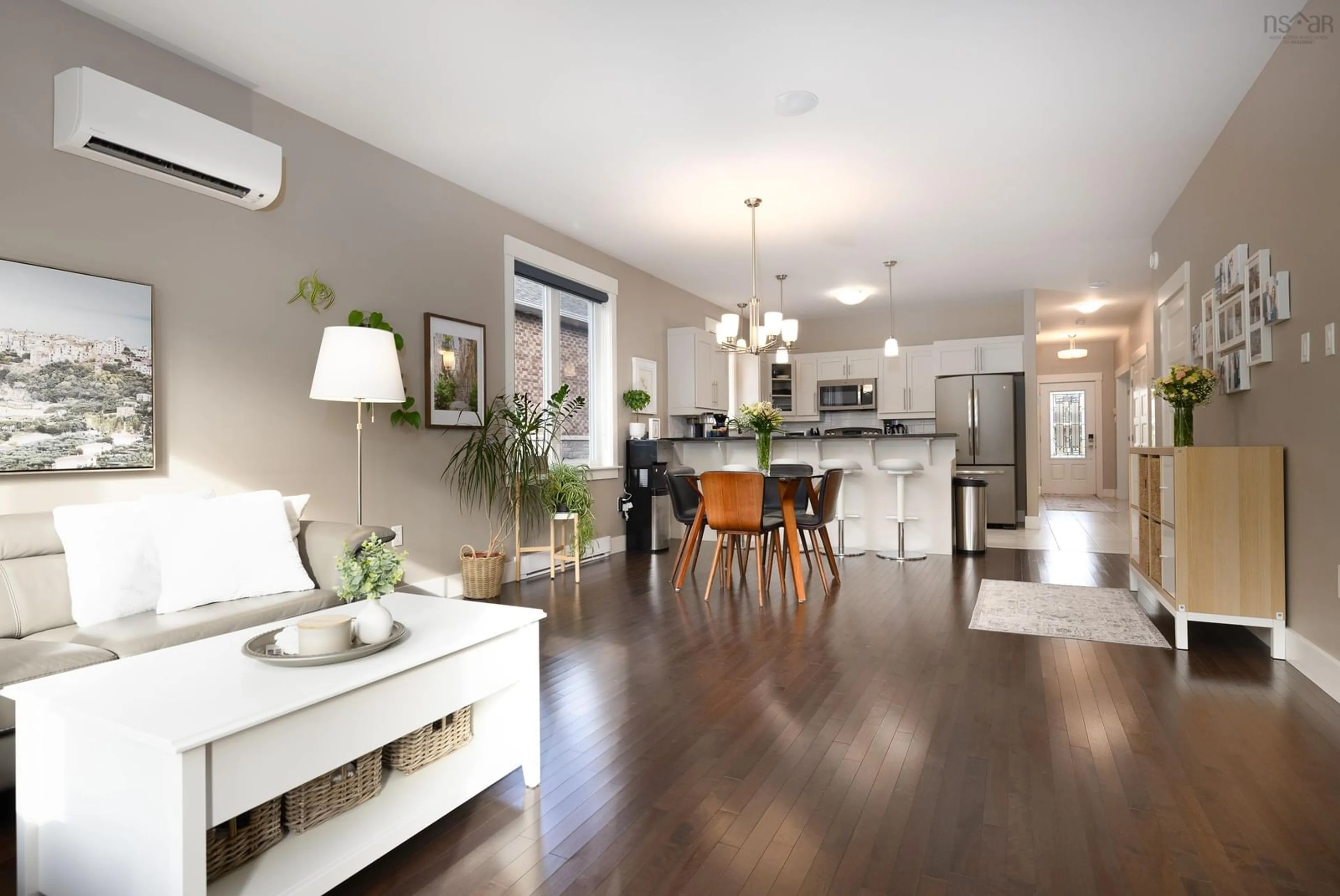 Open concept kitchen, wood/laminate floor for 34 Krause Crt, Dartmouth Nova Scotia B2W 0K9
