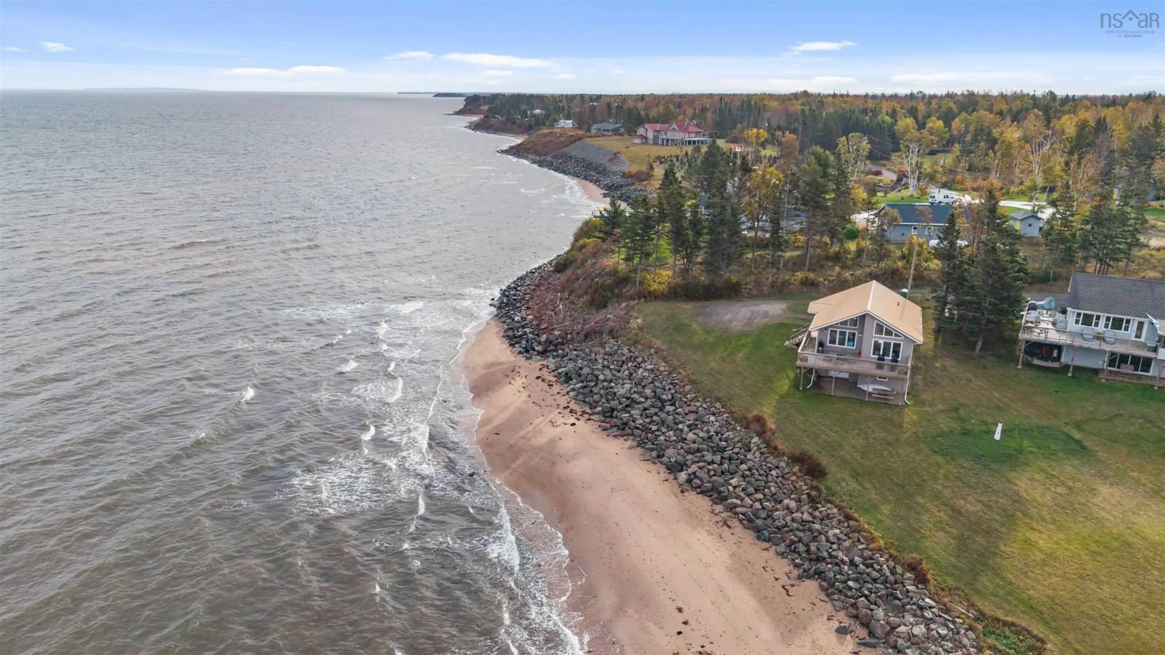 A pic from outside/outdoor area/front of a property/back of a property/a pic from drone, water/lake/river/ocean view for 63 Vista Del Mar Rd, Caribou River Nova Scotia B0K 1H0