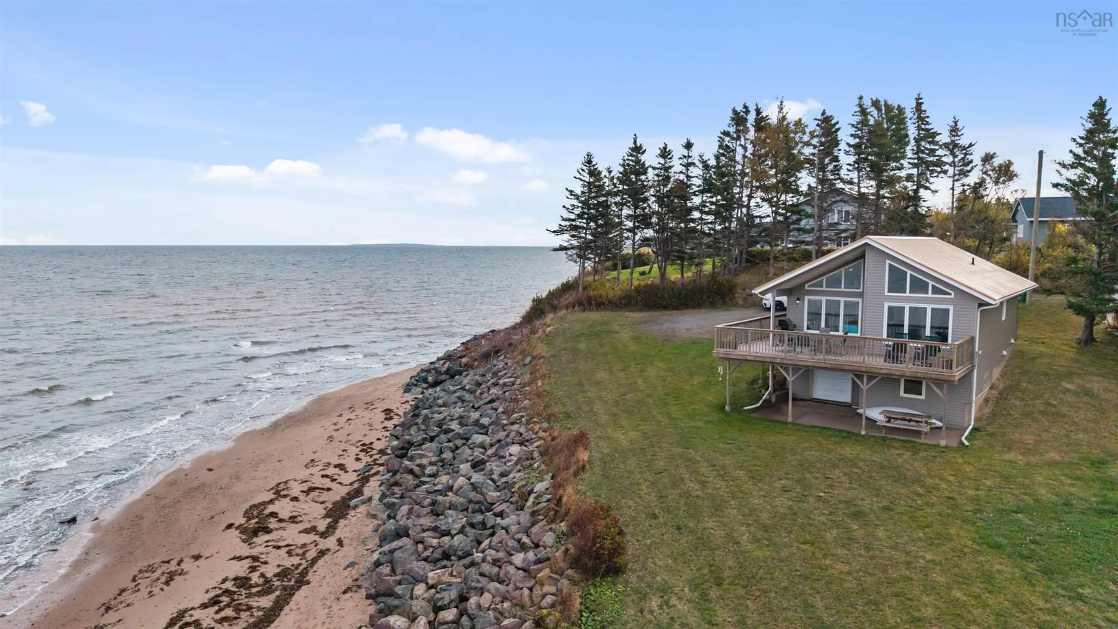 Patio, water/lake/river/ocean view for 63 Vista Del Mar Rd, Caribou River Nova Scotia B0K 1H0