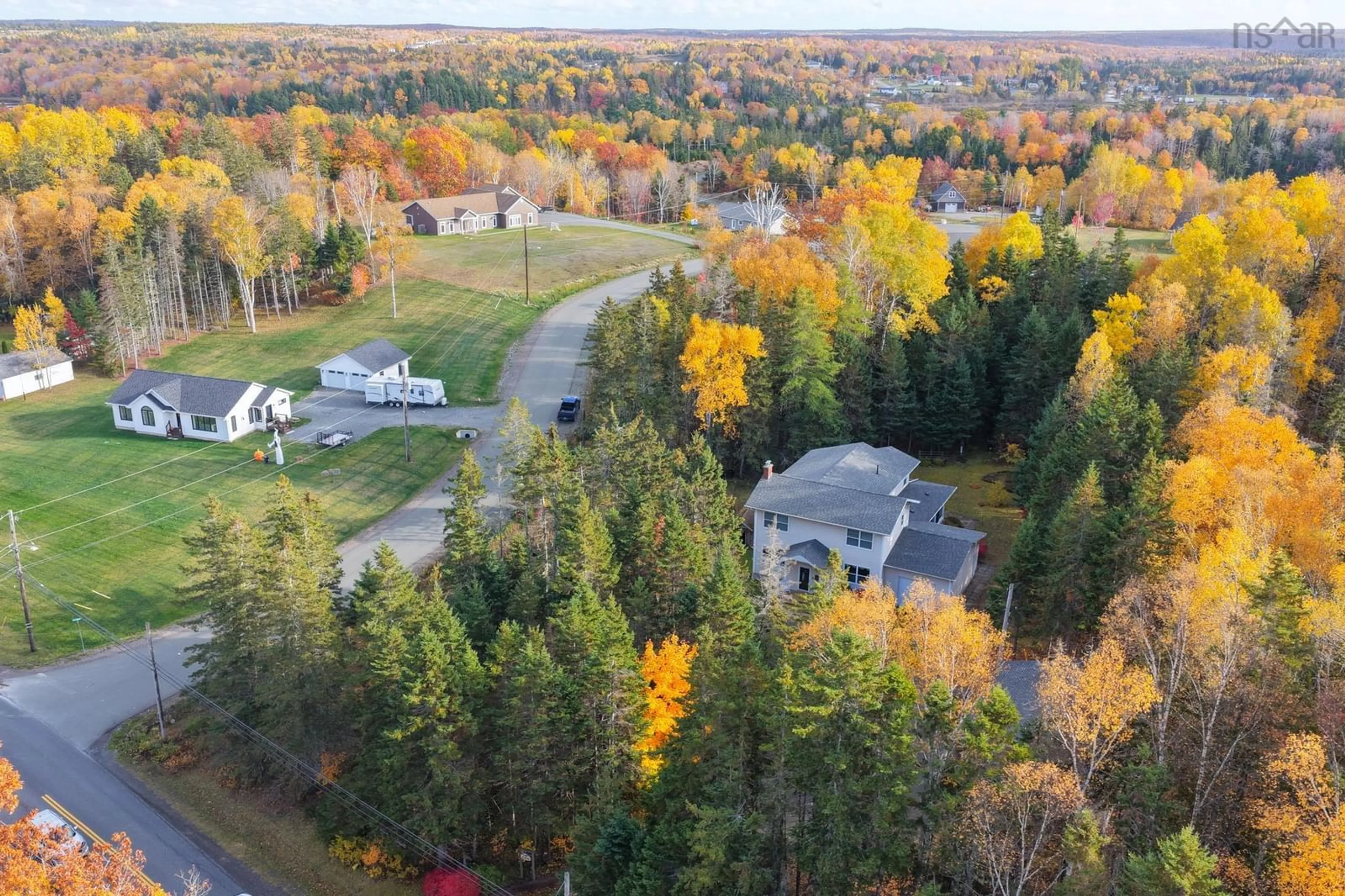 A pic from outside/outdoor area/front of a property/back of a property/a pic from drone, forest/trees view for 1369 Coxheath Rd, Coxheath Nova Scotia B1L 1B3