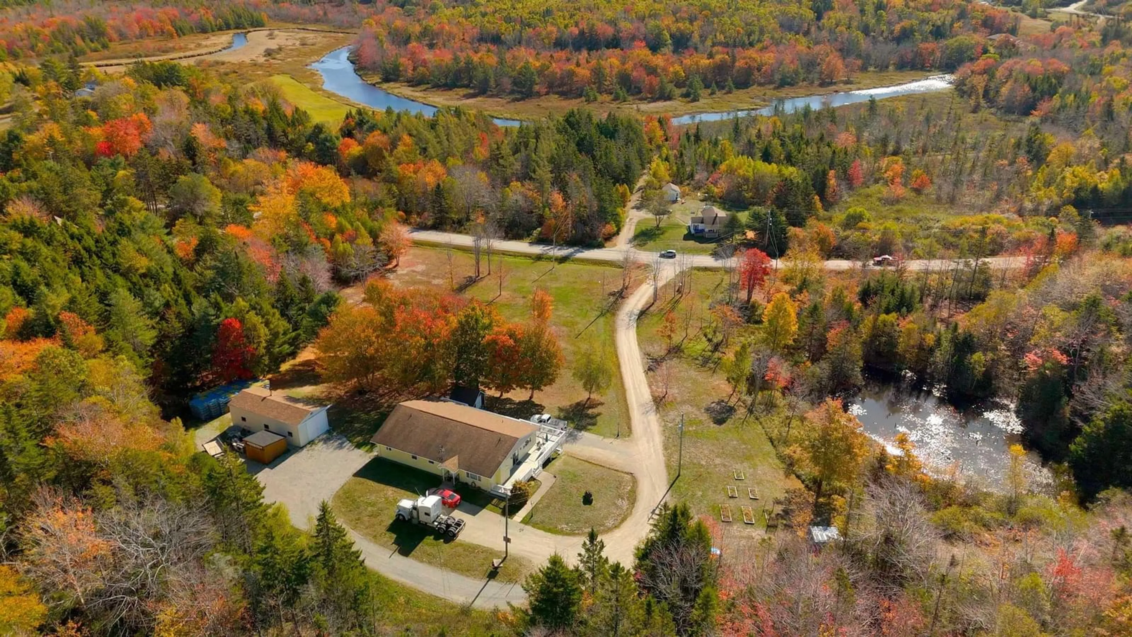 A pic from outside/outdoor area/front of a property/back of a property/a pic from drone, water/lake/river/ocean view for 2977 Highway 340, Pleasant Valley Nova Scotia B5A 5P1