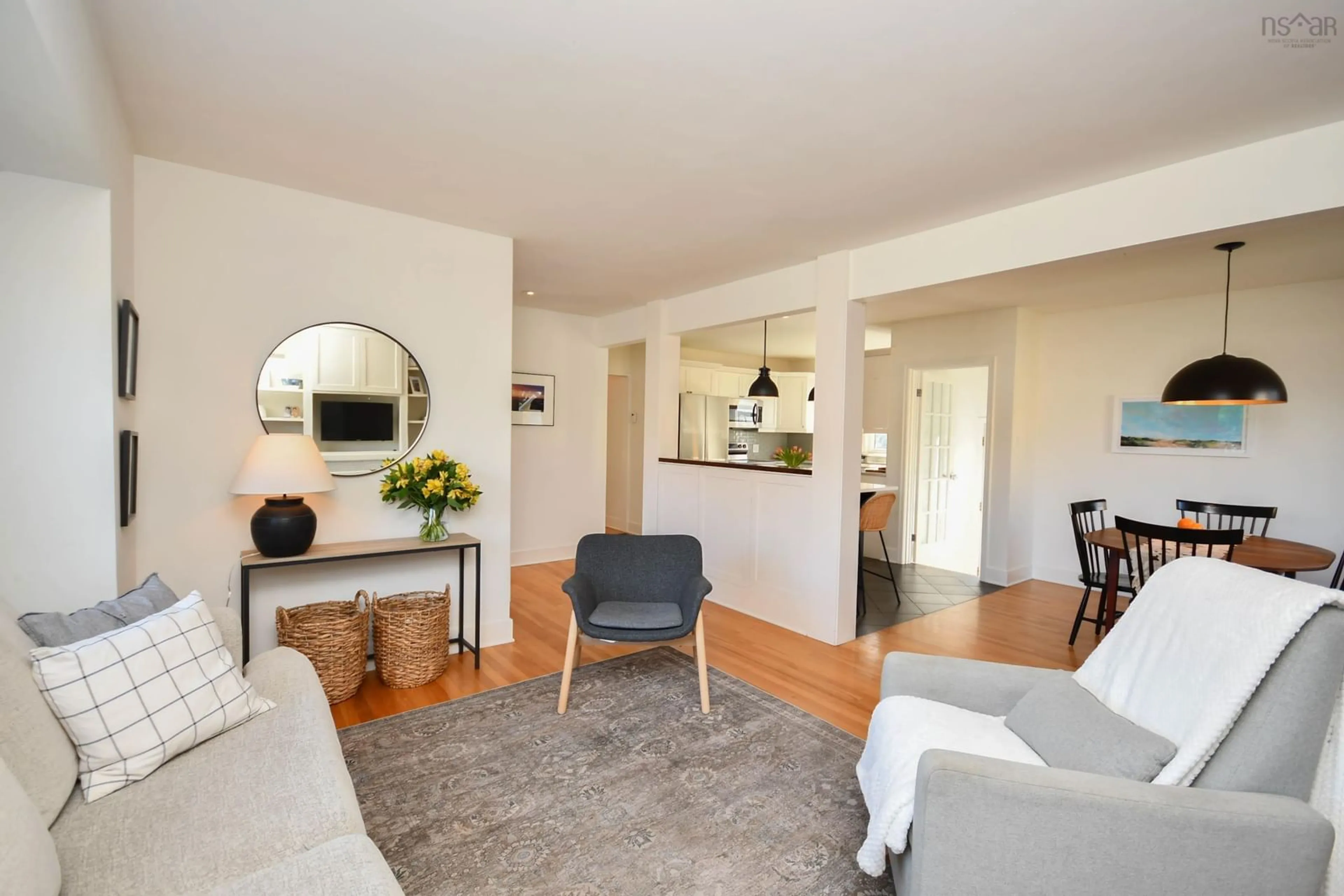 Living room with furniture, wood/laminate floor for 11 Walters St, Dartmouth Nova Scotia B2W 1S9