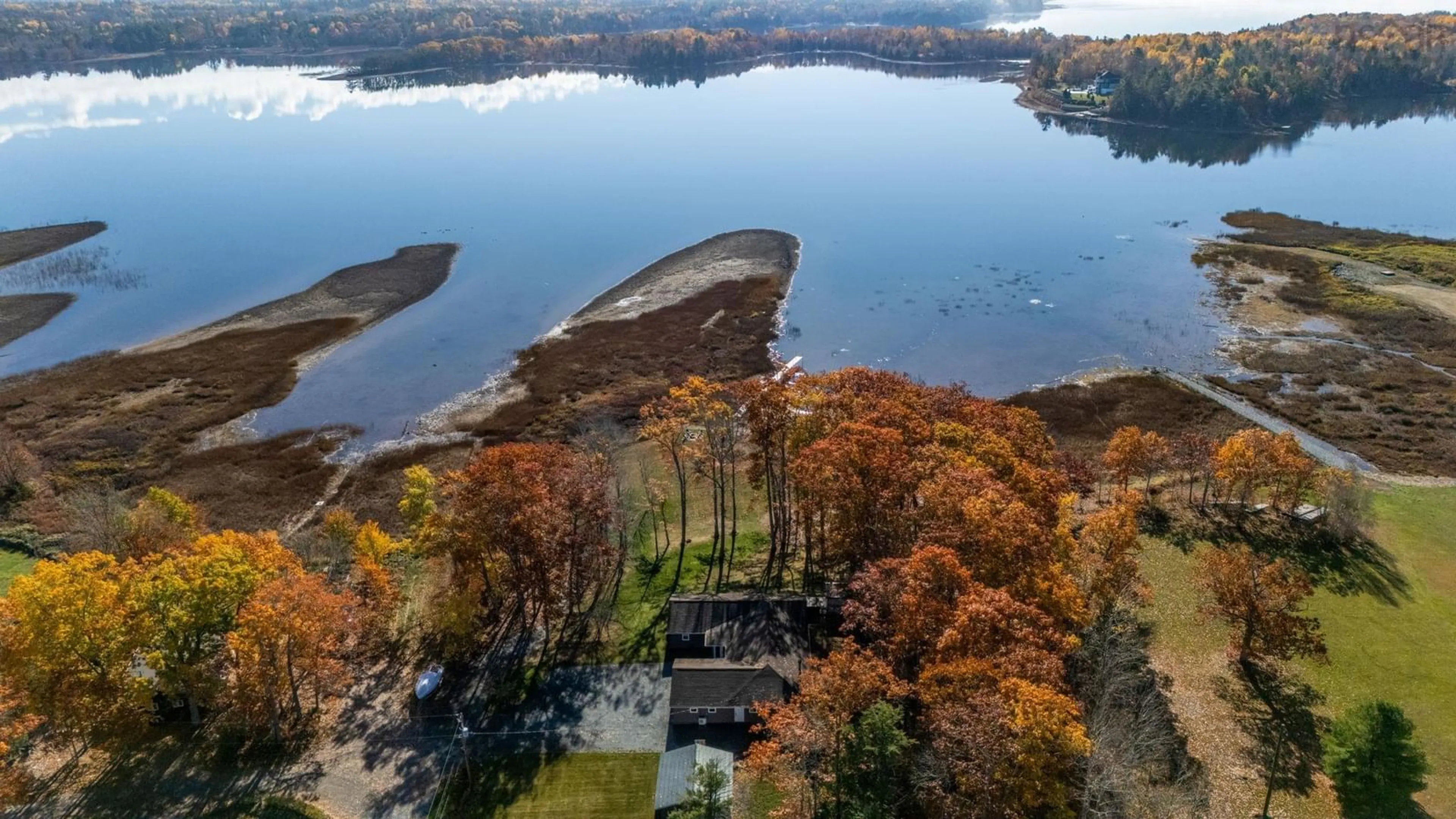 A pic from outside/outdoor area/front of a property/back of a property/a pic from drone, water/lake/river/ocean view for 40 Martins Point Rd, Enfield Nova Scotia B2T 1H9