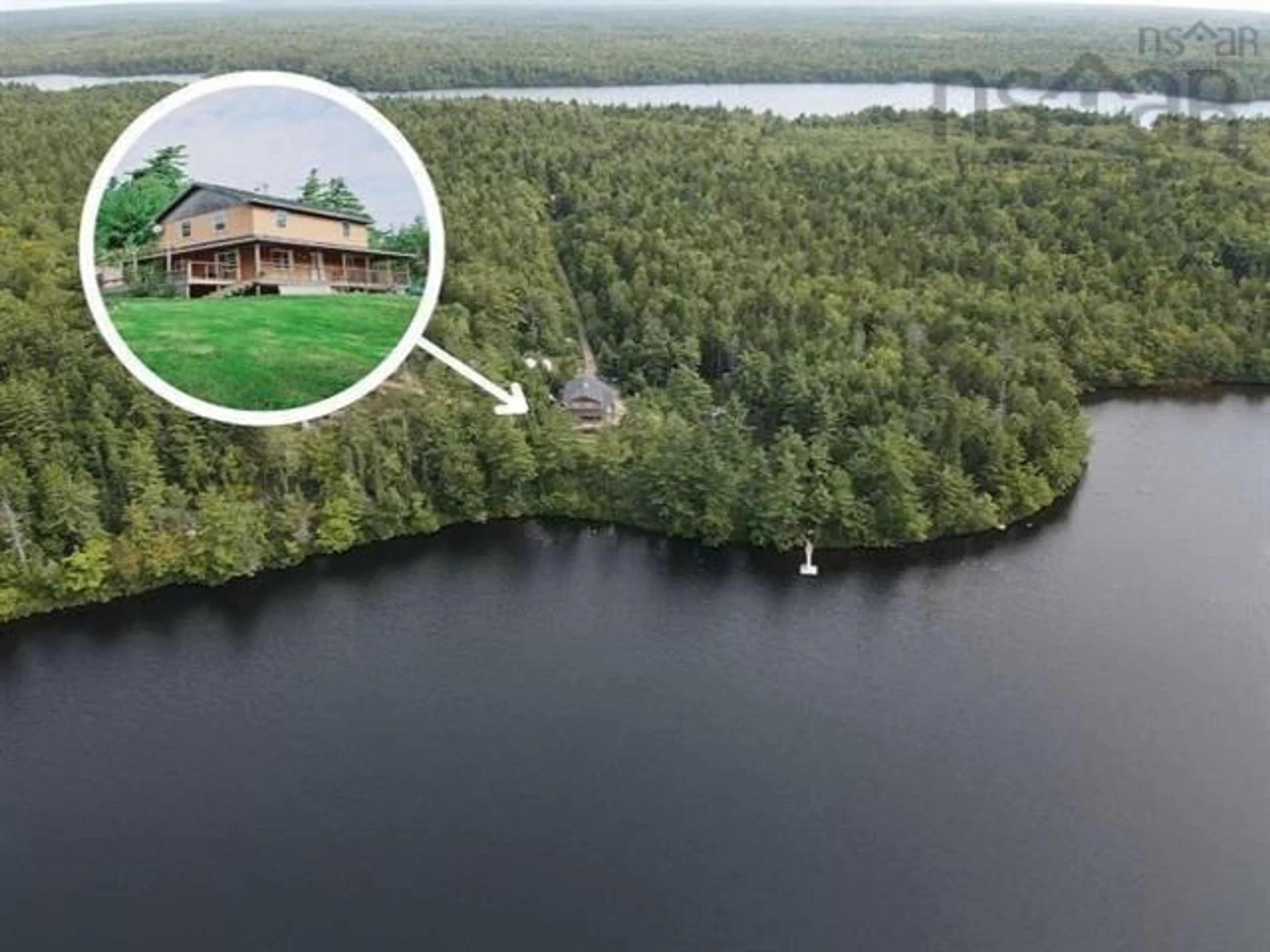 A pic from outside/outdoor area/front of a property/back of a property/a pic from drone, water/lake/river/ocean view for 236 Canoe Lake Estates Rd, East Quinan Nova Scotia B0W 2M0