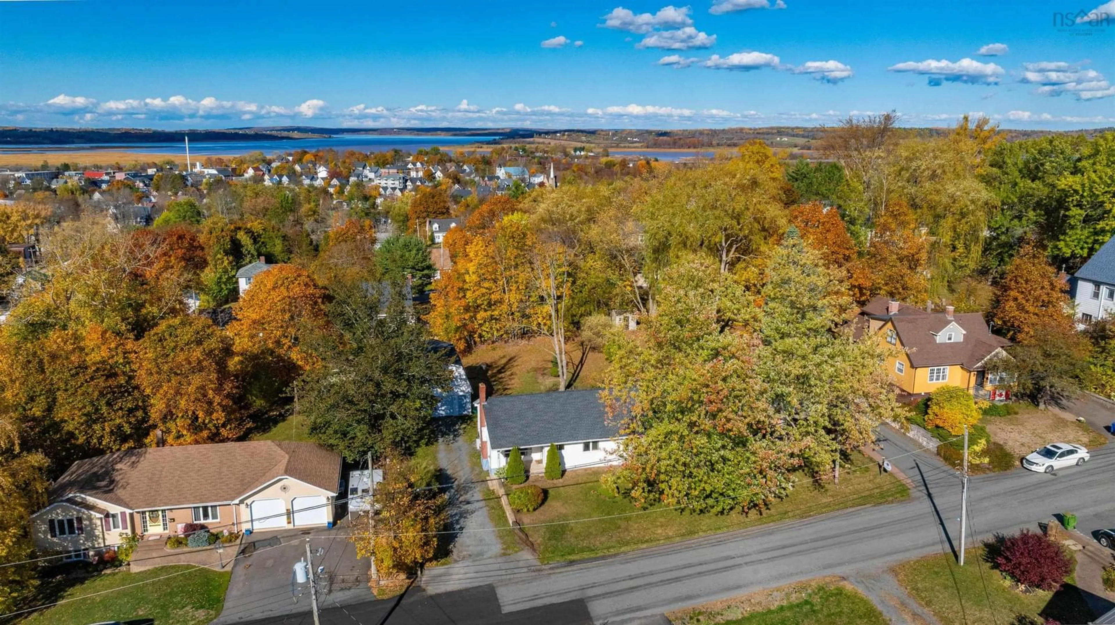 A pic from outside/outdoor area/front of a property/back of a property/a pic from drone, water/lake/river/ocean view for 417 Wilson St, Windsor Nova Scotia B0N 2T0