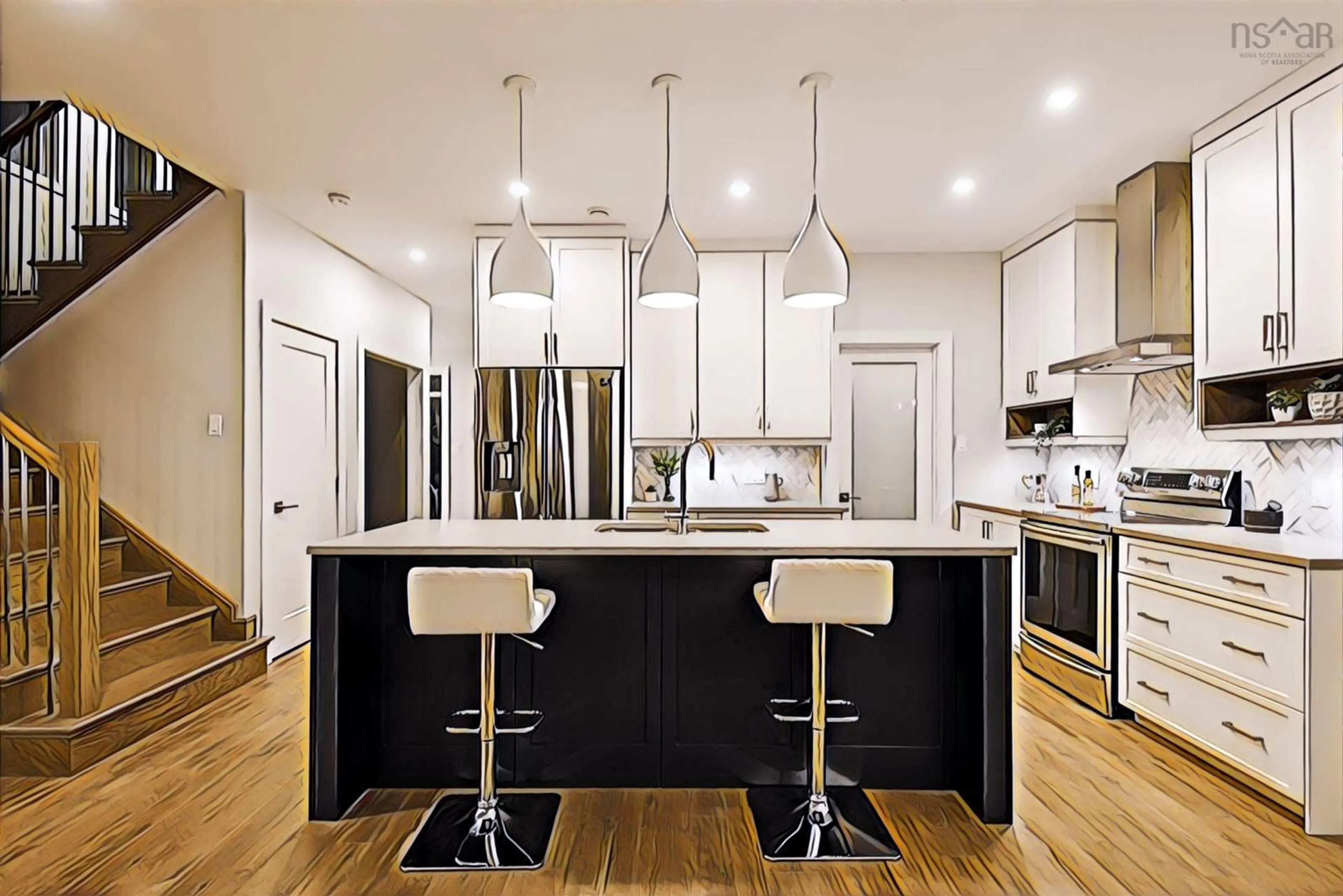 Contemporary kitchen, wood/laminate floor for 220 Hideaway Trail #Lot 310, Brookside Nova Scotia B3T 0M2