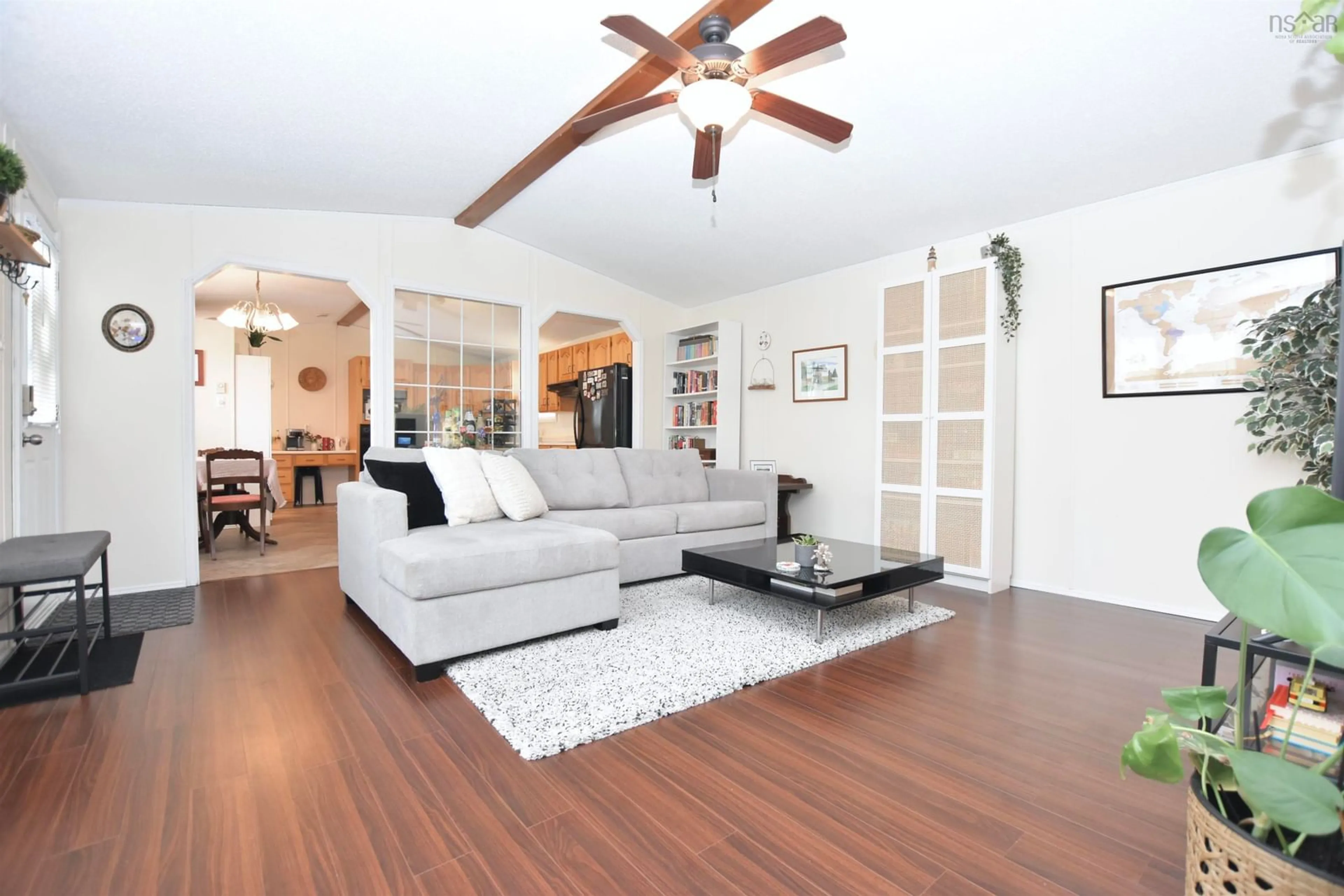 Living room with furniture, wood/laminate floor for 46 Bonnie Brae Dr, Dartmouth Nova Scotia B2W 1E4