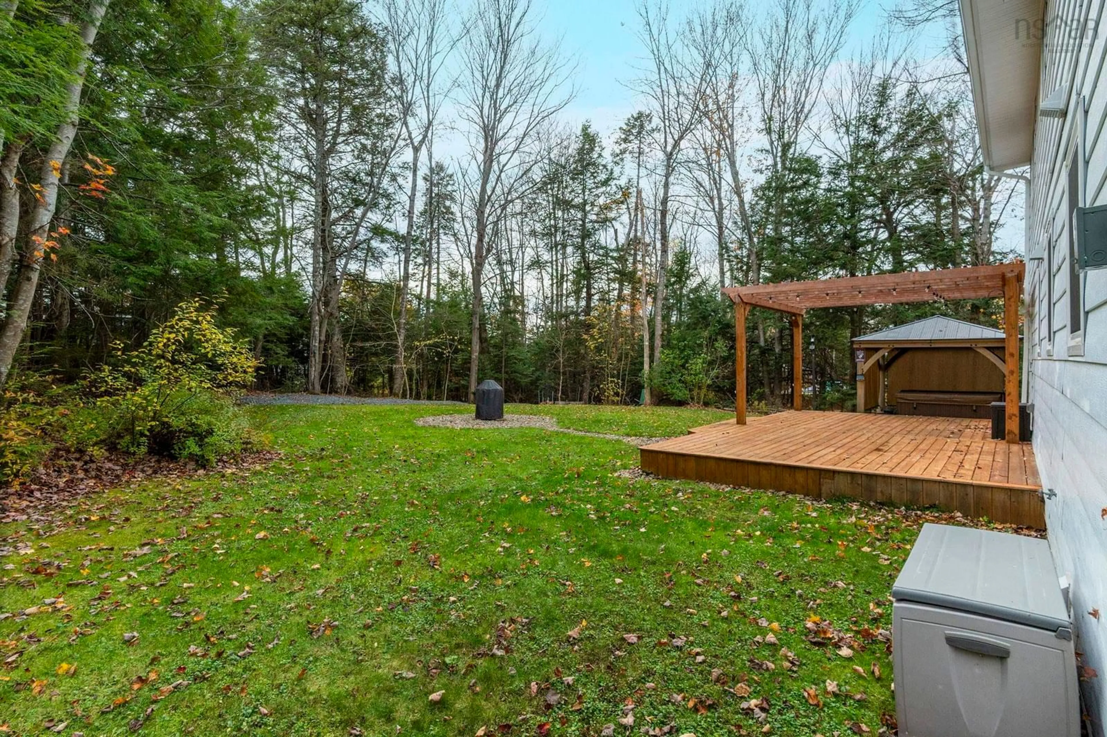 Patio, forest/trees view for 64 Carlheath, Wellington Nova Scotia B2T 1J4