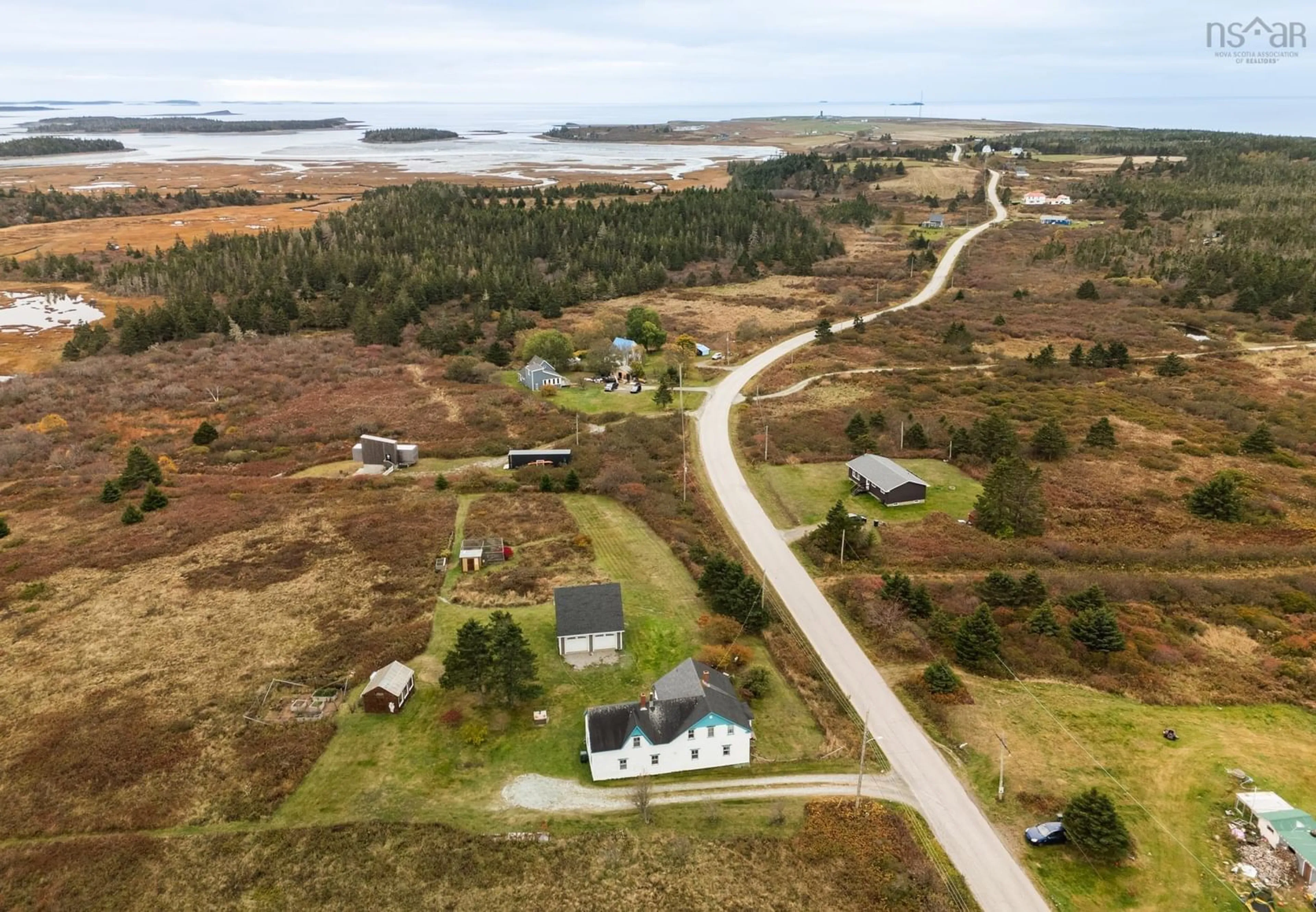 A pic from outside/outdoor area/front of a property/back of a property/a pic from drone, water/lake/river/ocean view for 129 Chebogue Point Rd, Rockville Nova Scotia B5A 5E8