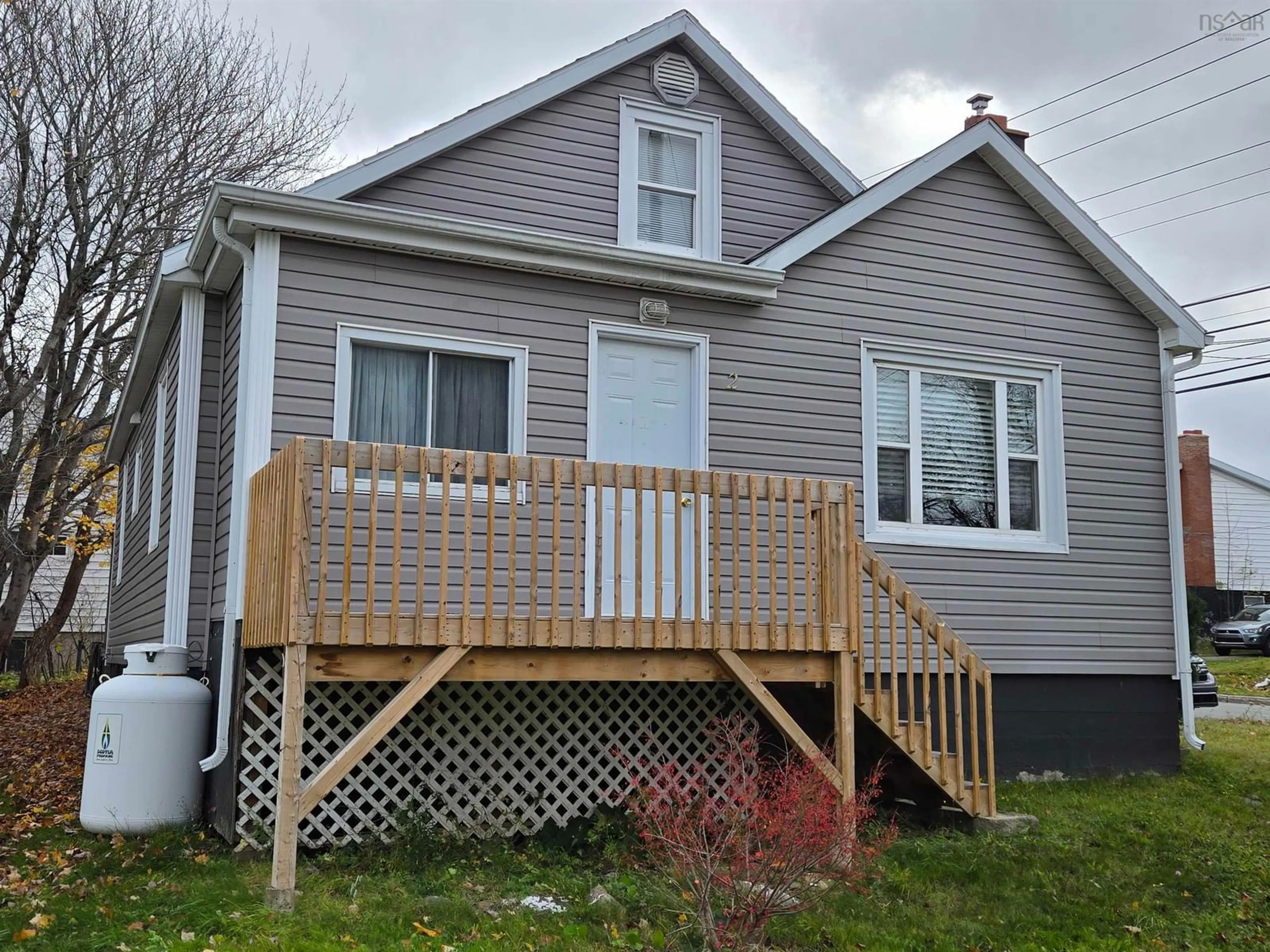 Home with vinyl exterior material, street for 2 Macaulays Lane, Sydney Nova Scotia B1P 3Z7
