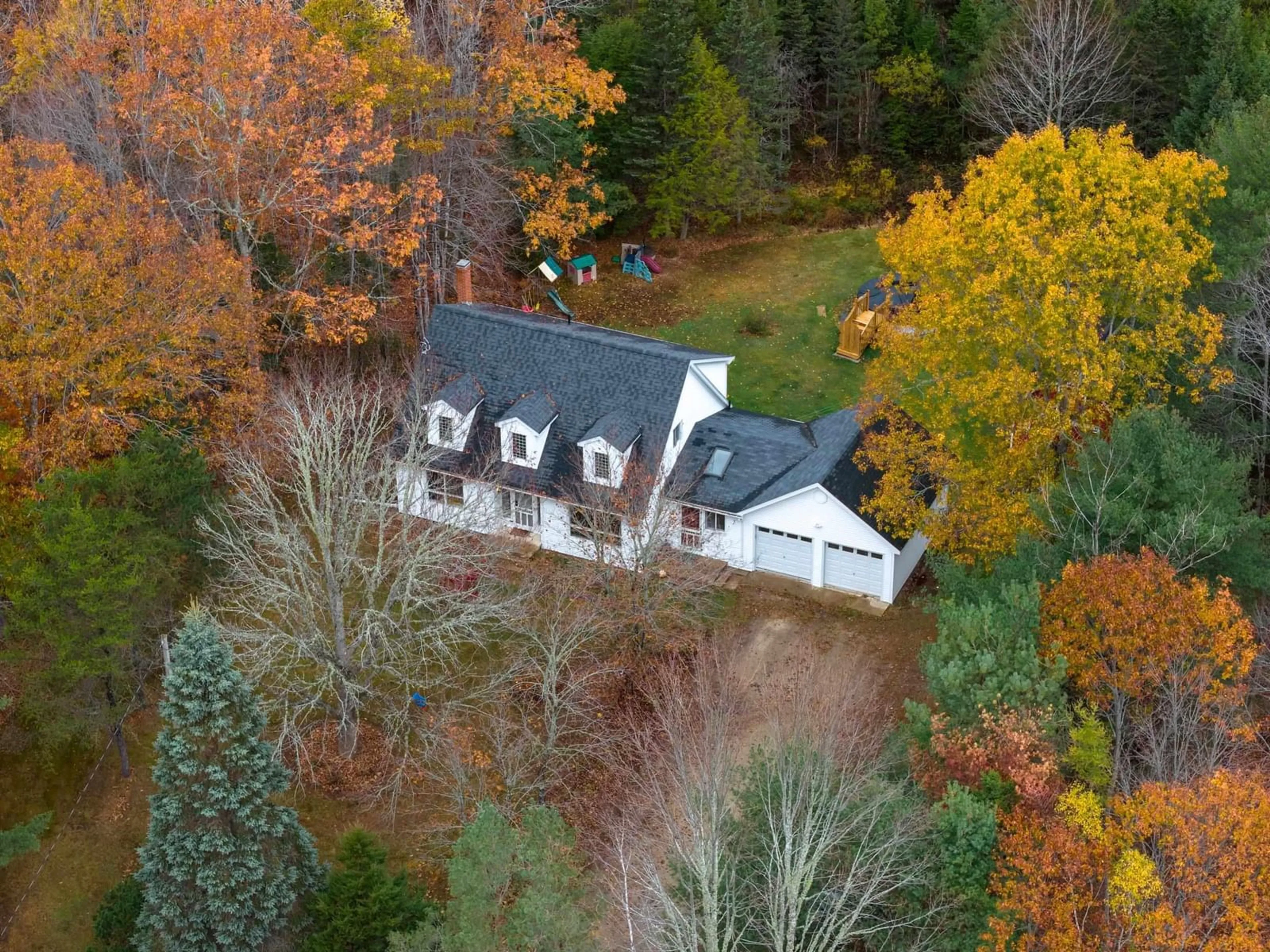 A pic from outside/outdoor area/front of a property/back of a property/a pic from drone, forest/trees view for 574 Woodstock Rd, Clearland Nova Scotia B0J 2E0