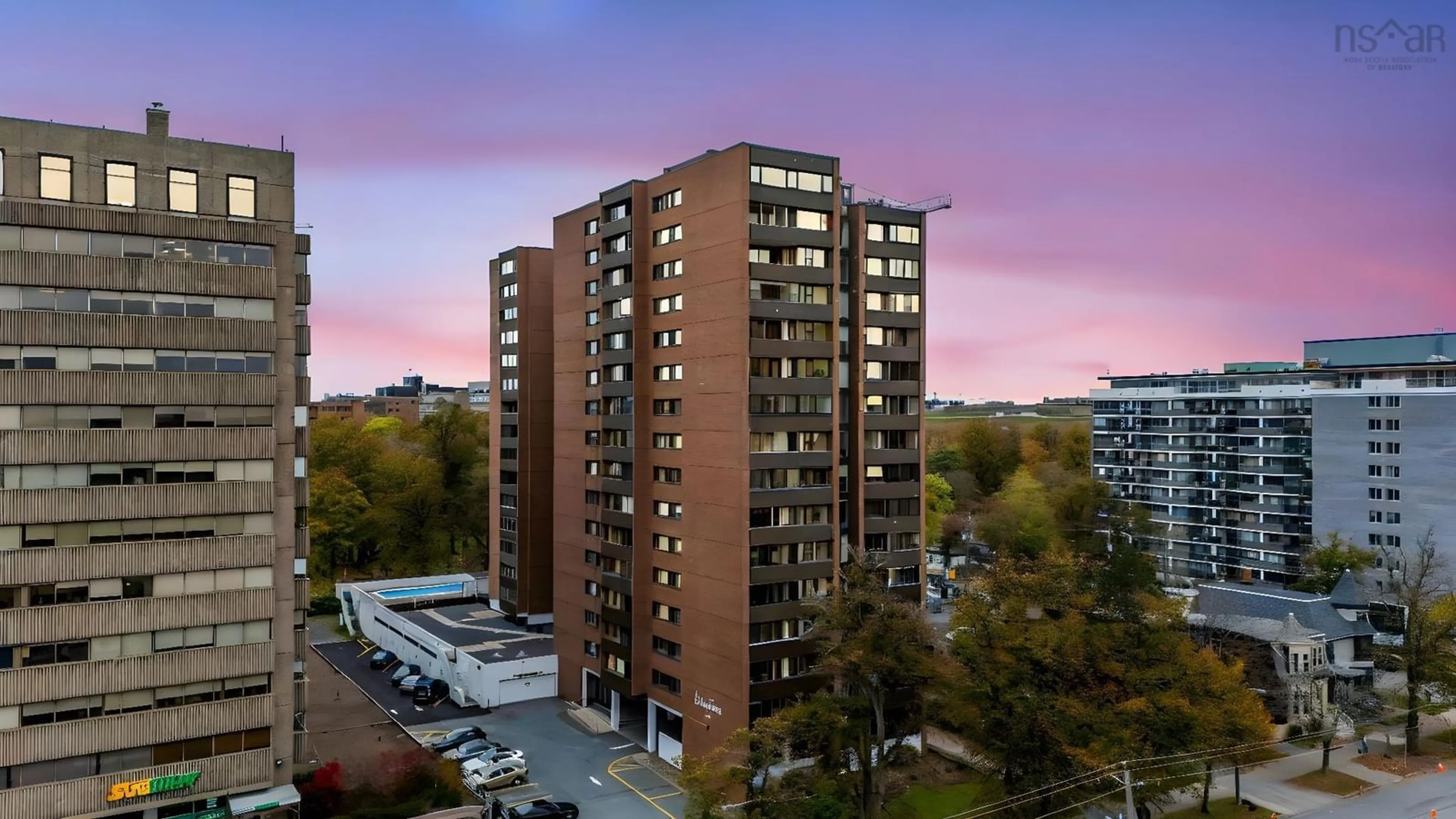 A pic from outside/outdoor area/front of a property/back of a property/a pic from drone, city buildings view from balcony for 5959 Spring Garden Road Suite 701, Halifax Nova Scotia B3H 1Y5