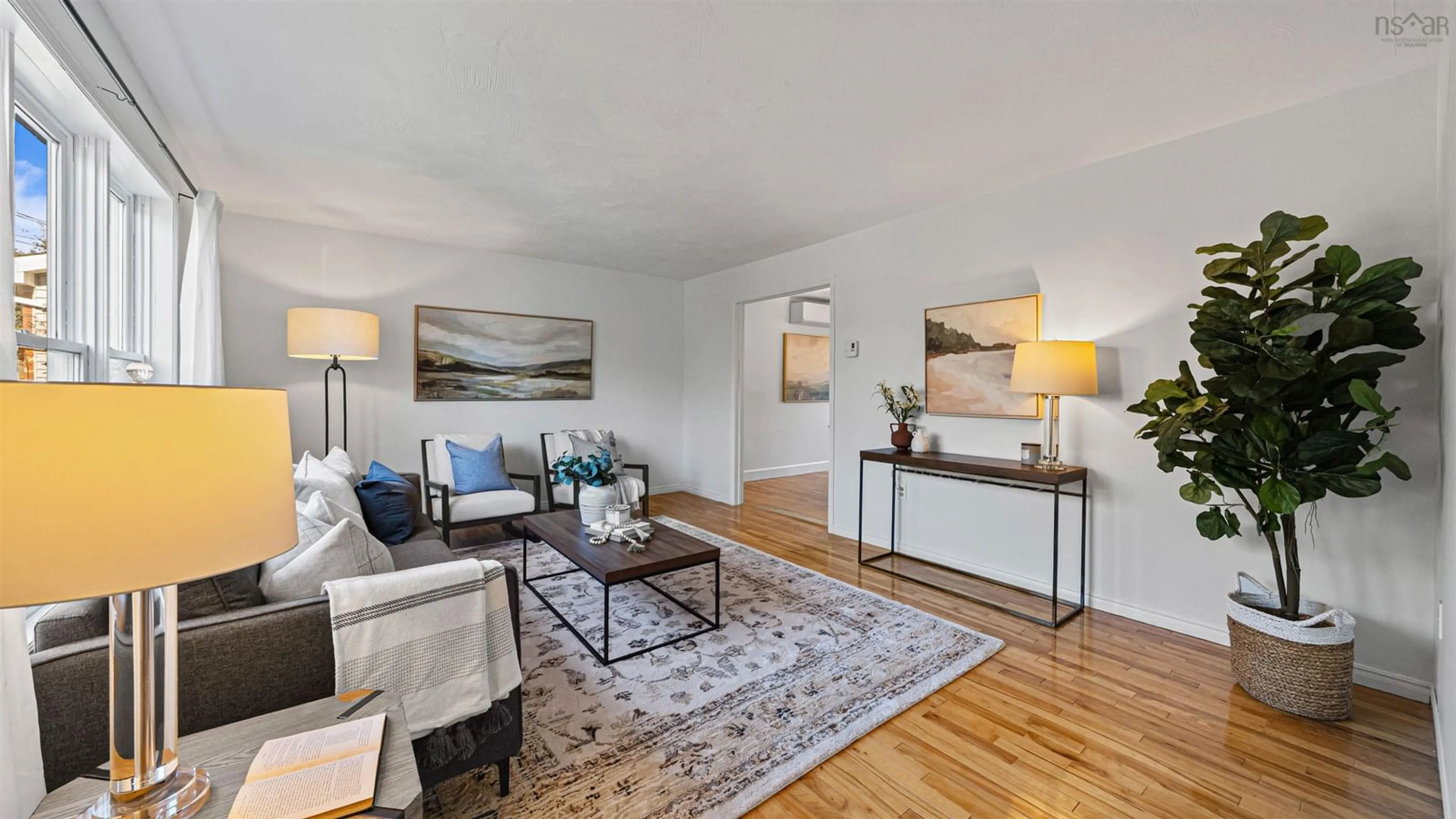 Living room with furniture, wood/laminate floor for 25 Dorothea Dr, Dartmouth Nova Scotia B2W 5X1
