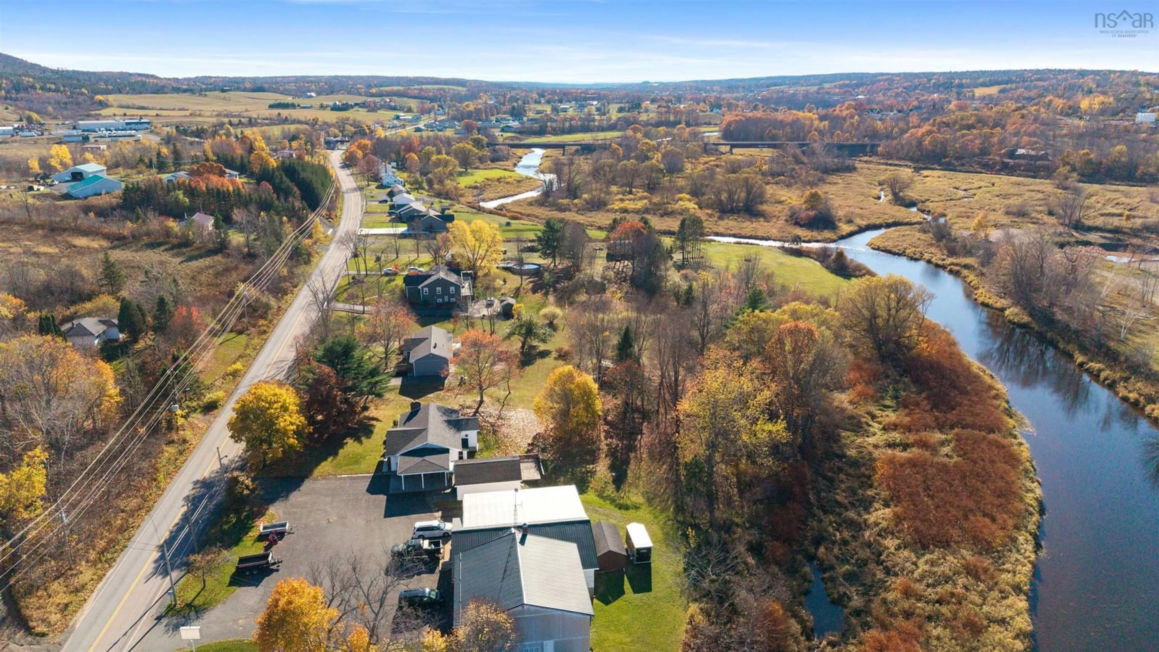 A pic from outside/outdoor area/front of a property/back of a property/a pic from drone, water/lake/river/ocean view for 4975 East River East Side Rd, Plymouth Nova Scotia B2H 5C5
