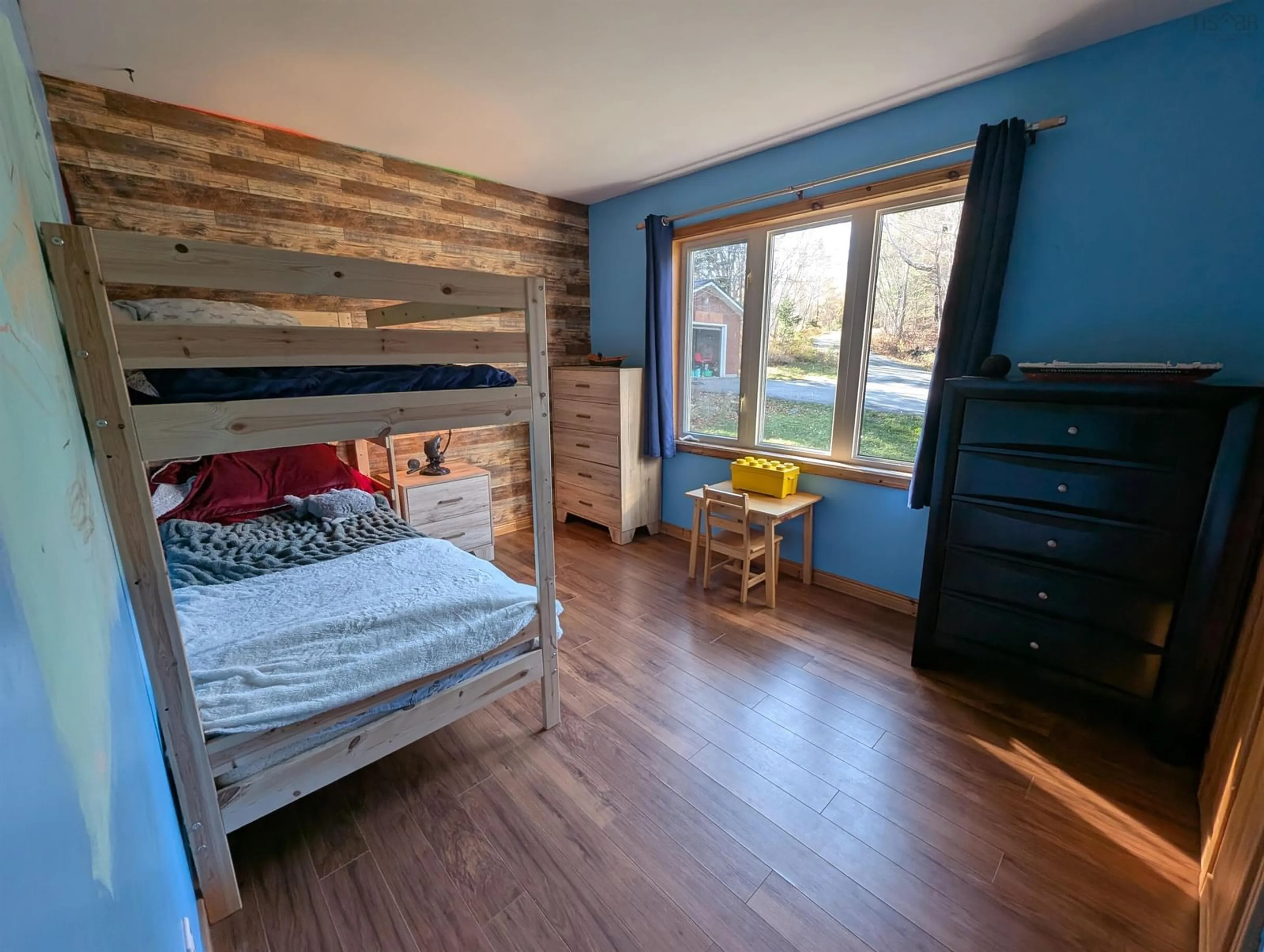 Bedroom with bed, wood/laminate floor for 386 Sarty Rd, Hebbs Cross Nova Scotia B4V 0X6