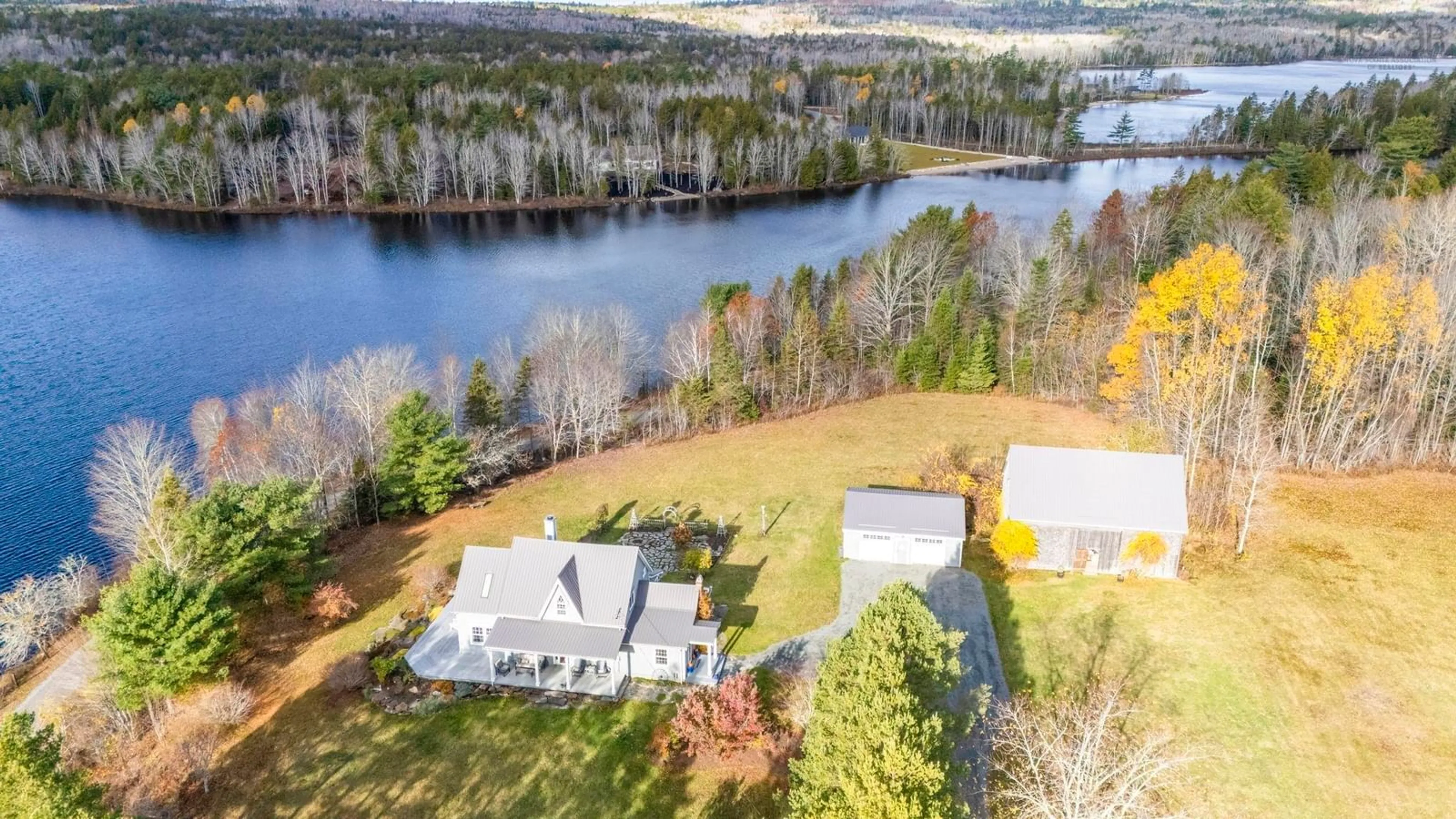 A pic from outside/outdoor area/front of a property/back of a property/a pic from drone, water/lake/river/ocean view for 1563 New Ross Rd, Vaughan Nova Scotia B0N 2T0