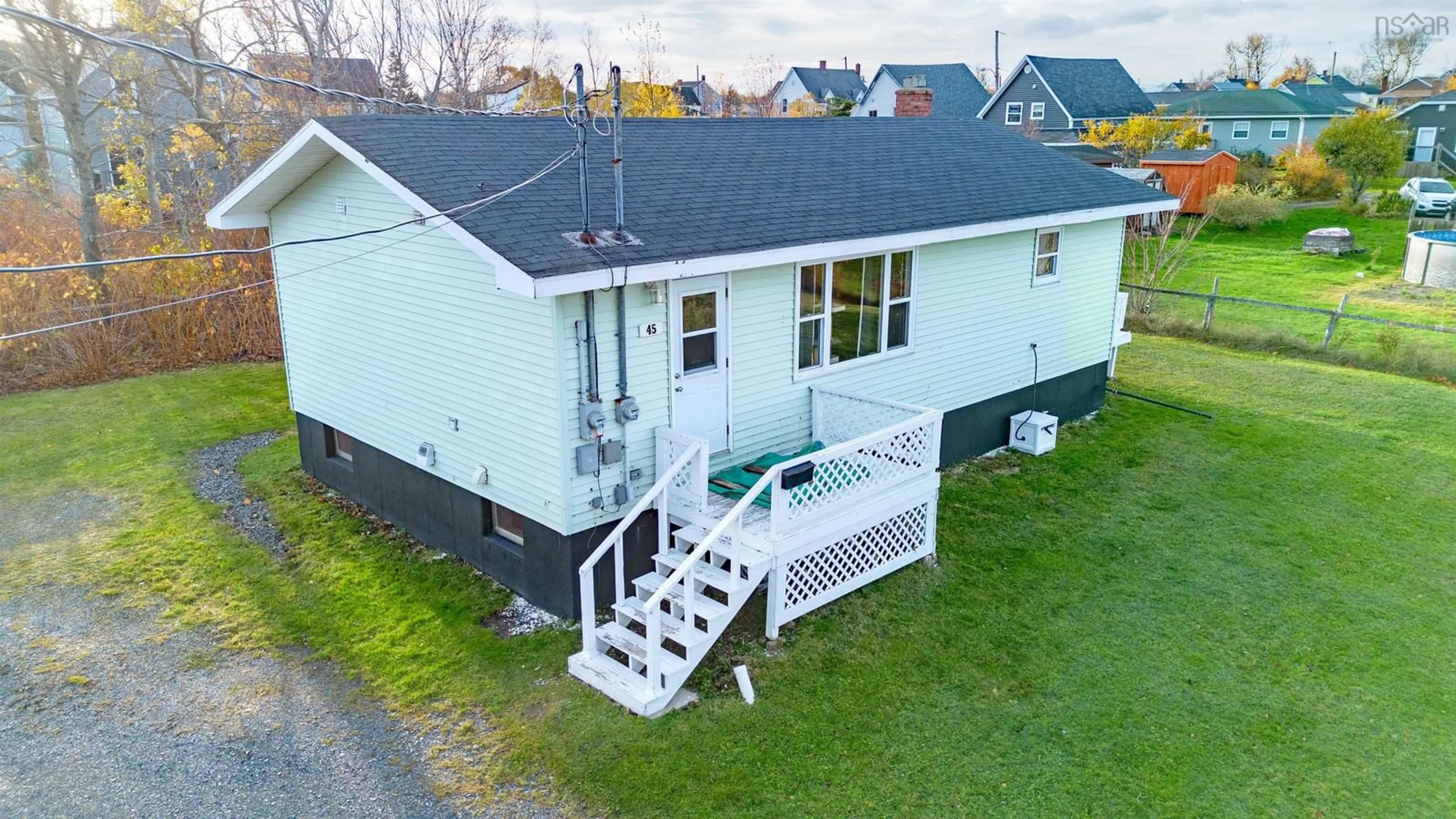 A pic from outside/outdoor area/front of a property/back of a property/a pic from drone, street for 45 Brookside St, Glace Bay Nova Scotia B1A 1K2