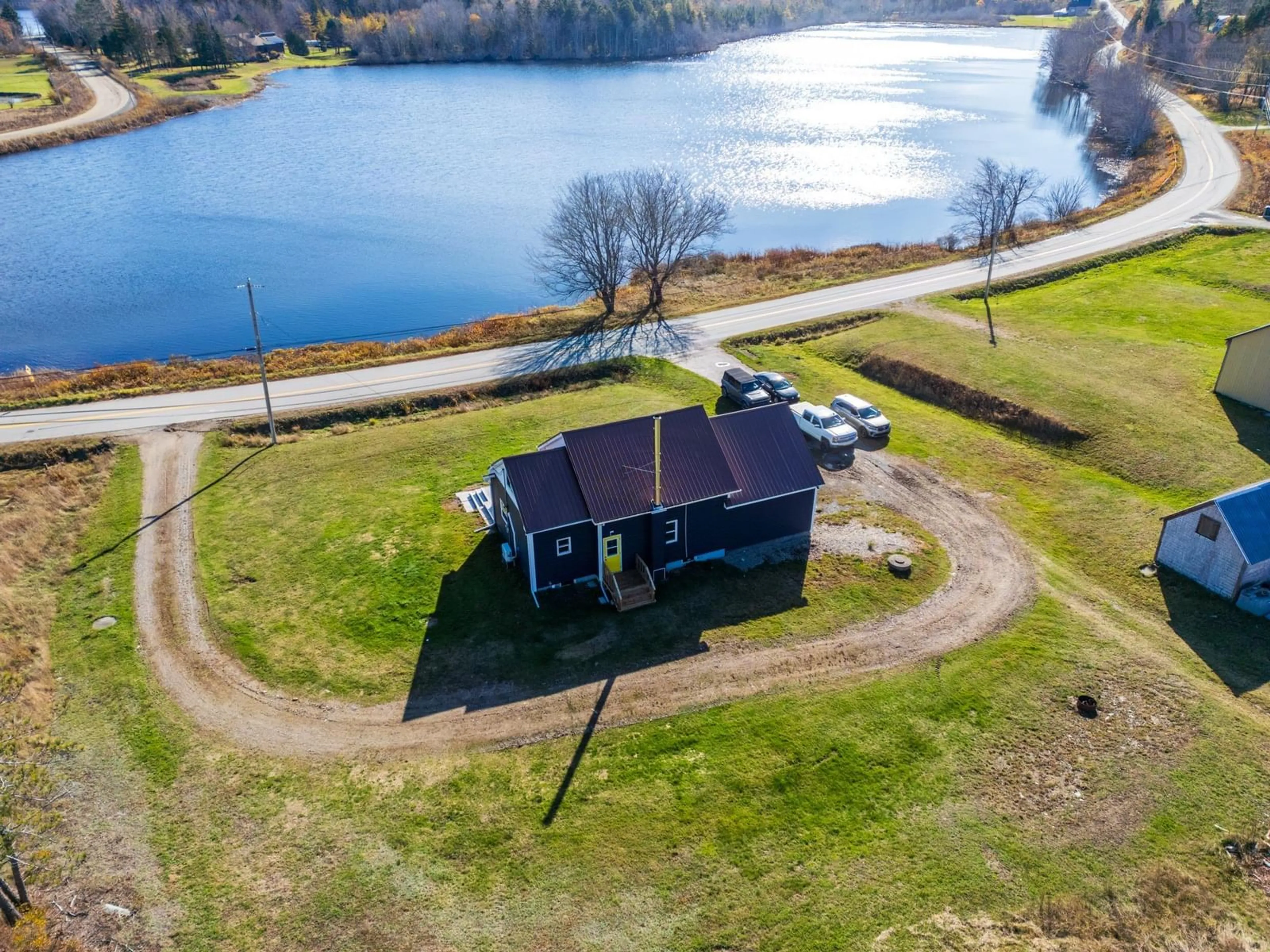 A pic from outside/outdoor area/front of a property/back of a property/a pic from drone, water/lake/river/ocean view for 3265 Second Division Road, Concession Nova Scotia B0W 1M0