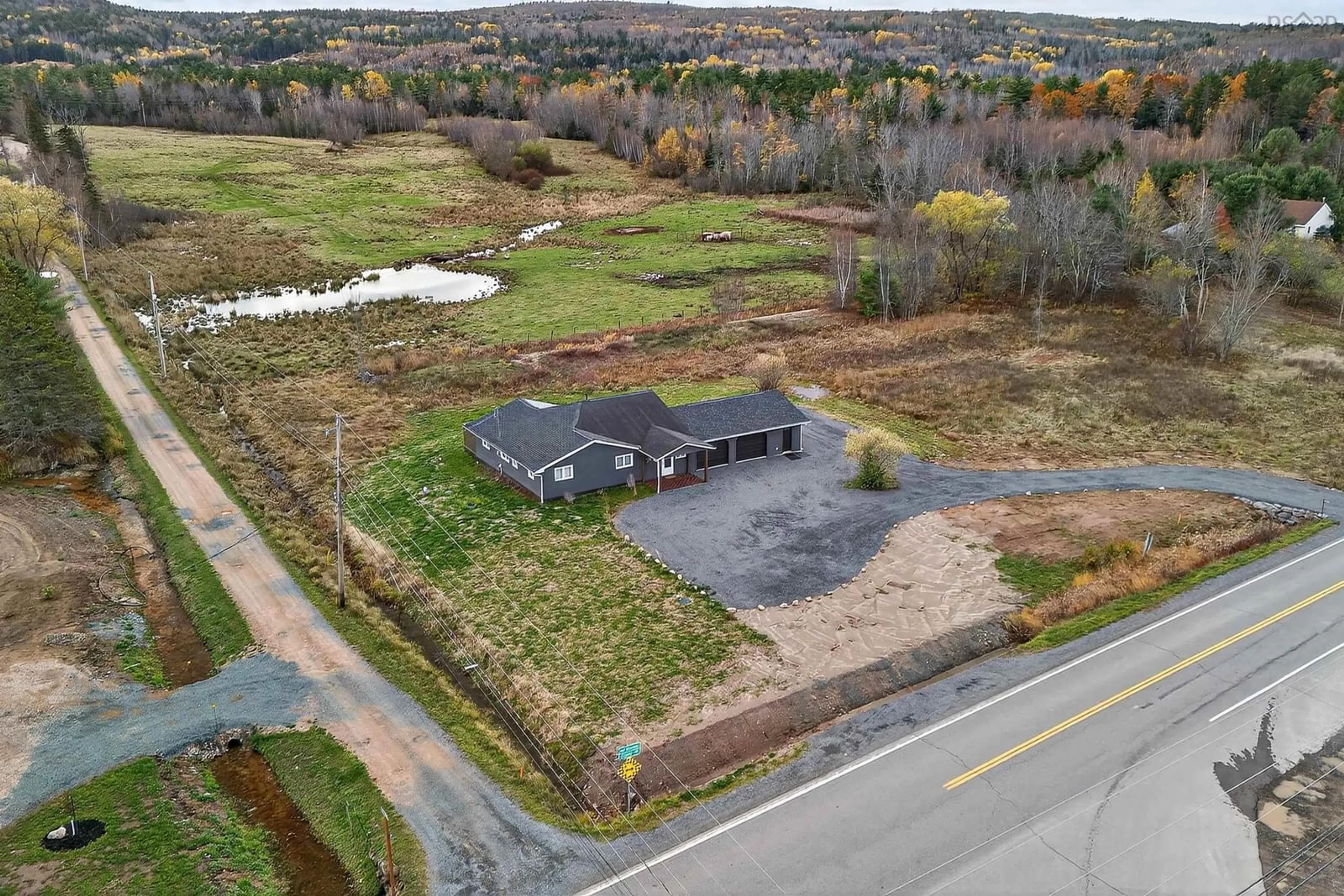 A pic from outside/outdoor area/front of a property/back of a property/a pic from drone, unknown for 4236 Highway 14, Windsor Forks Nova Scotia B0N 2T0