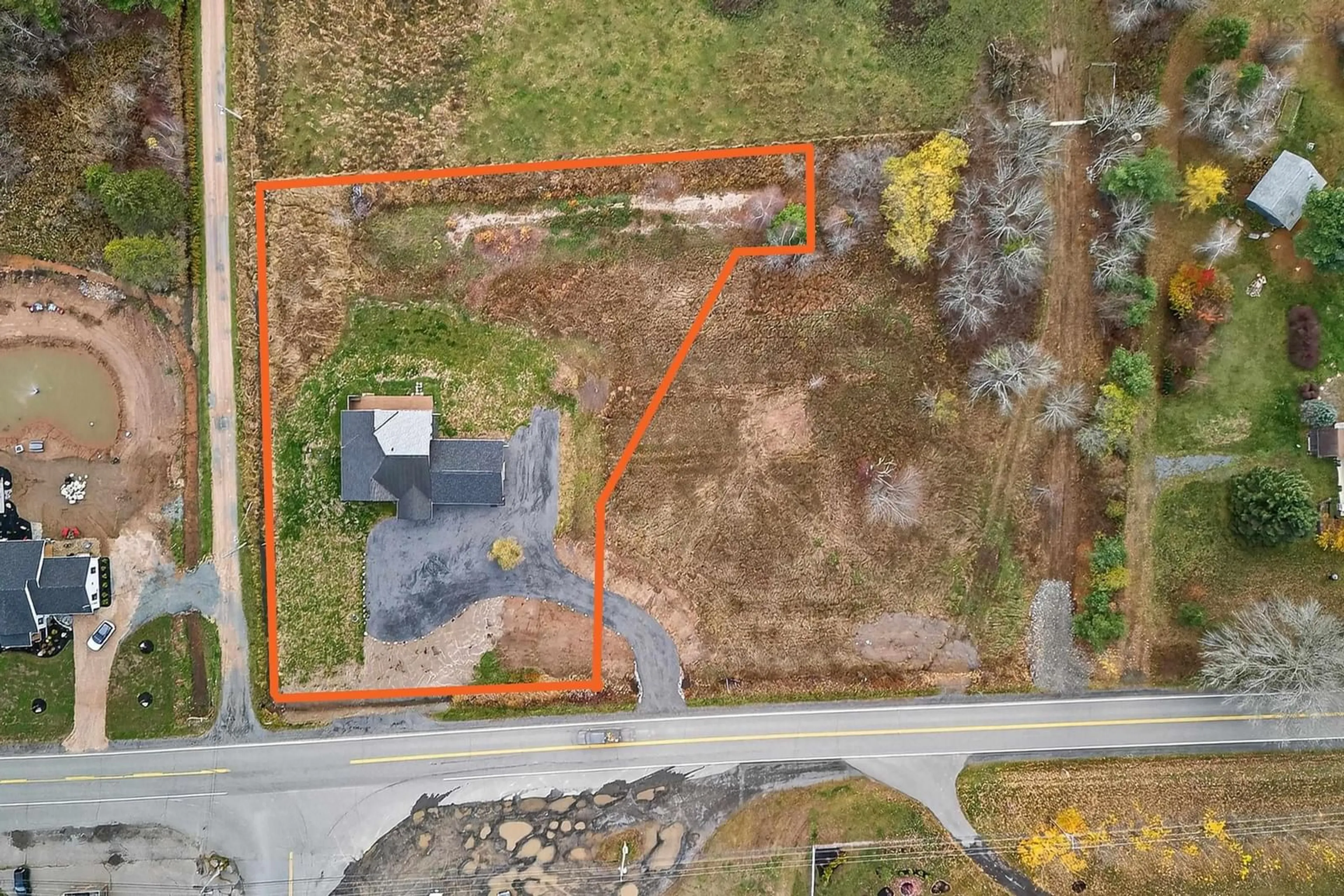 A pic from outside/outdoor area/front of a property/back of a property/a pic from drone, street for 4236 Highway 14, Windsor Forks Nova Scotia B0N 2T0