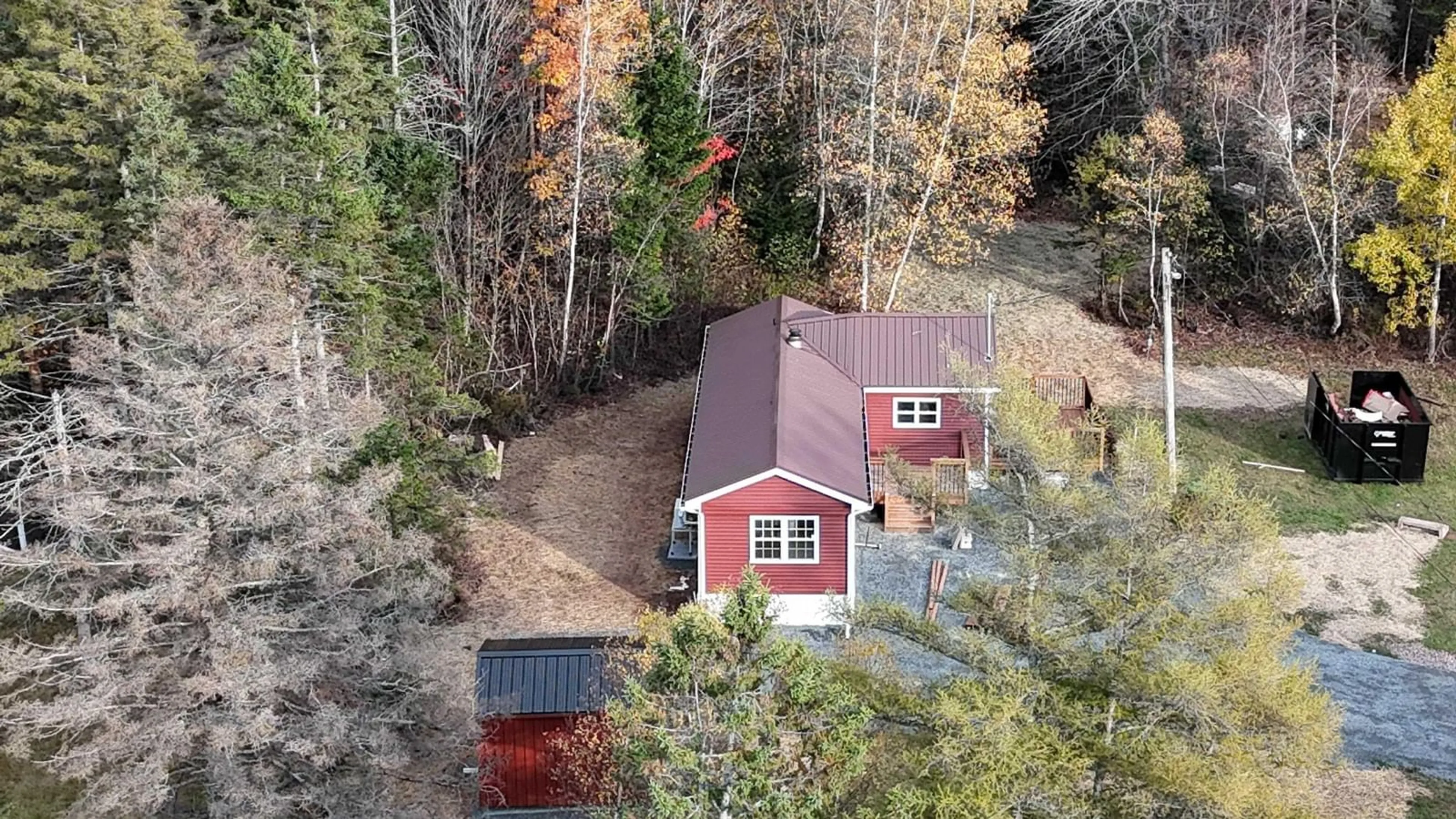 A pic from outside/outdoor area/front of a property/back of a property/a pic from drone, forest/trees view for 1631 Highway 2, Hilden Nova Scotia B0N 1C0
