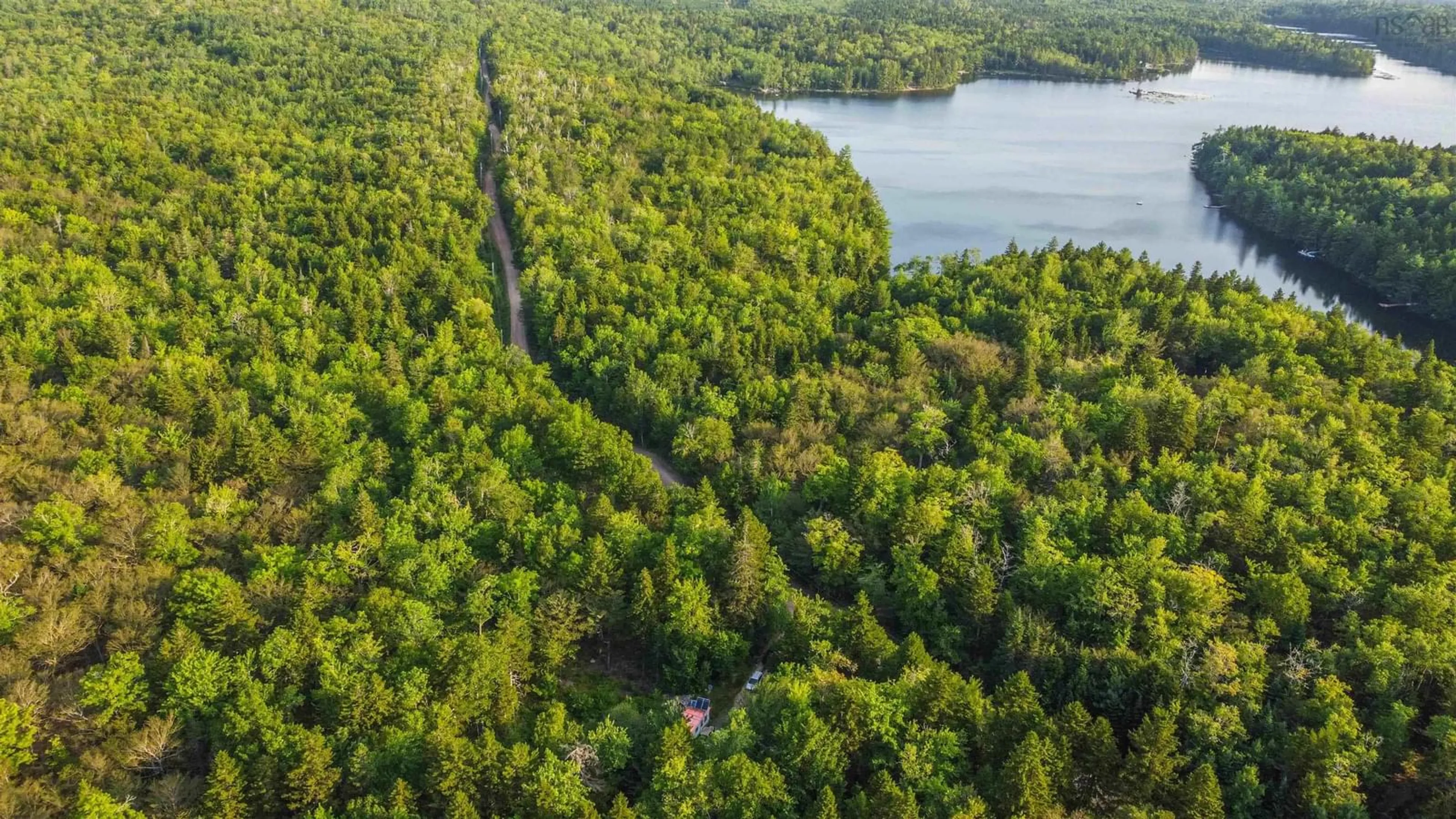 A pic from outside/outdoor area/front of a property/back of a property/a pic from drone, forest/trees view for 512 Eagle Rock Dr, Franey Corner Nova Scotia B0R 1H0