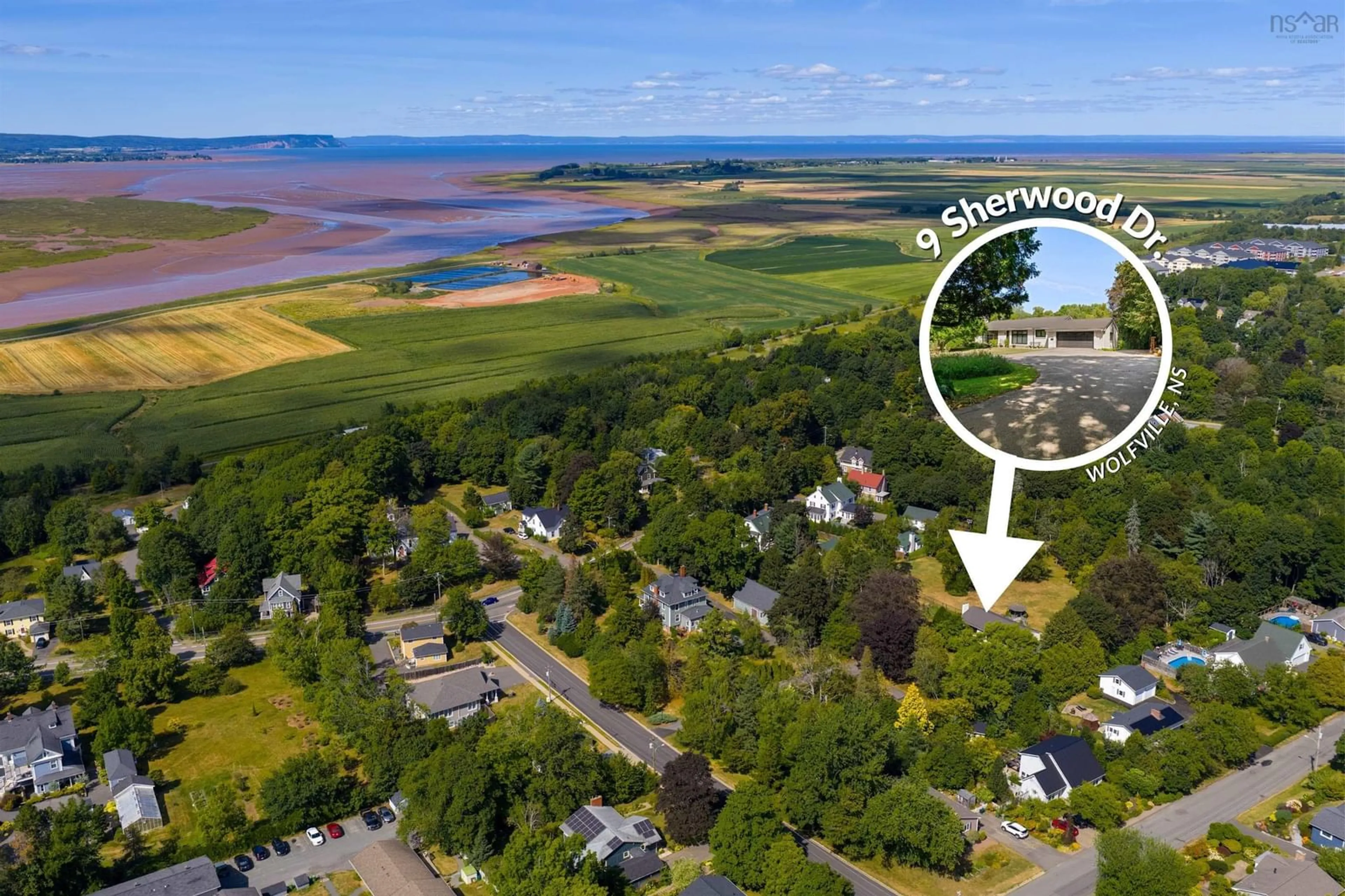 A pic from outside/outdoor area/front of a property/back of a property/a pic from drone, water/lake/river/ocean view for 9 Sherwood Dr, Wolfville Nova Scotia B4P 2K1