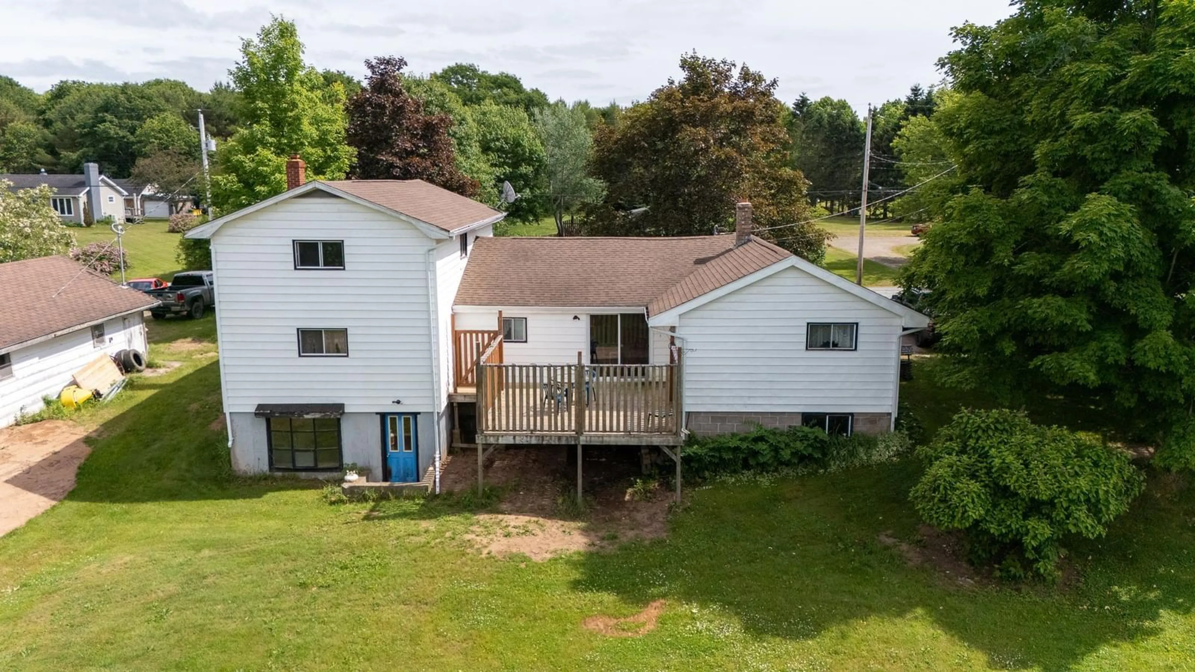 A pic from outside/outdoor area/front of a property/back of a property/a pic from drone, unknown for 23 Reid Rd, Steam Mill Nova Scotia B4N 3V7